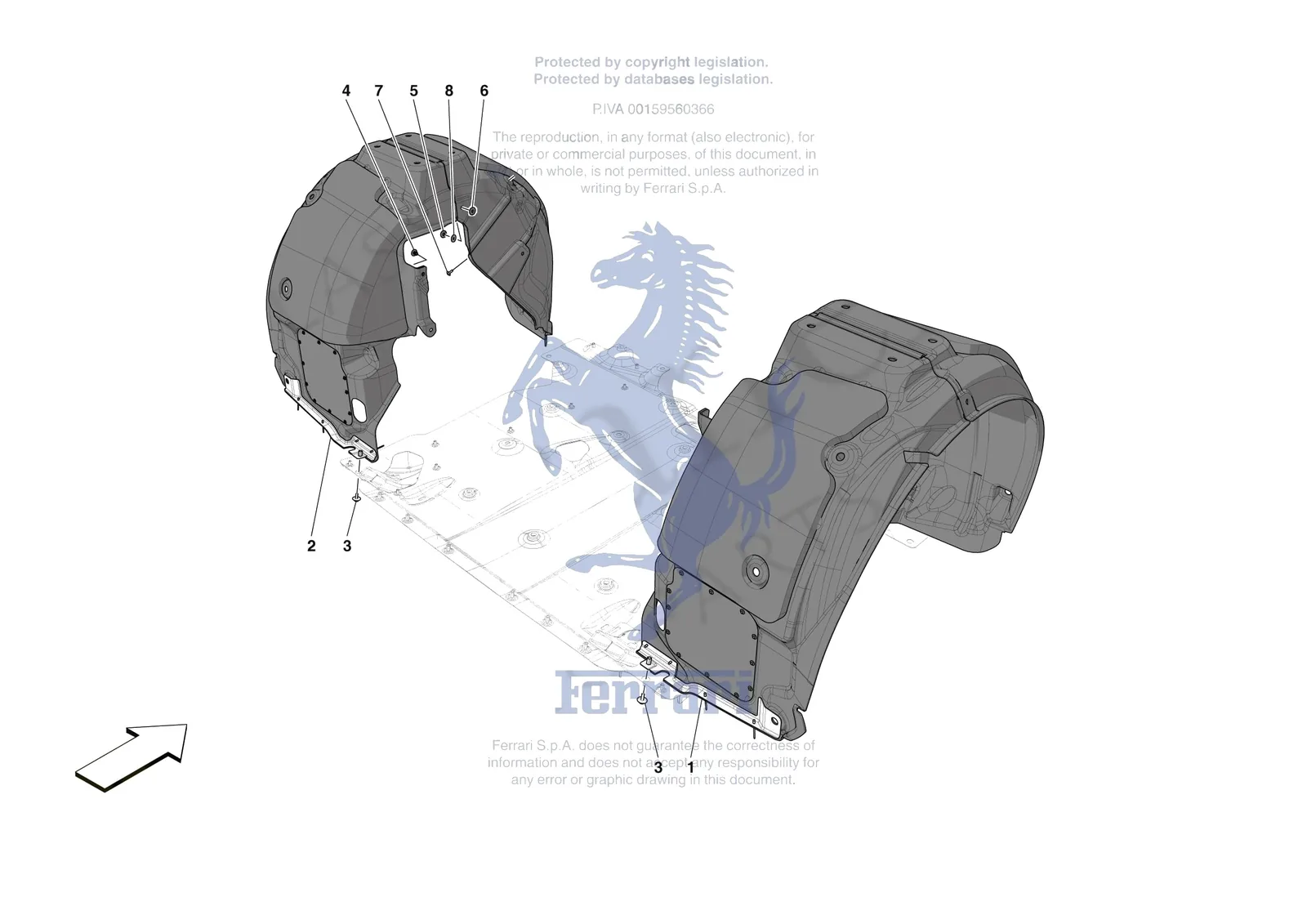 Ferrari 12 Cilindri Spider [VEHICLE TRIM] - E.18 - REAR WHEELHOUSE exploded diagram