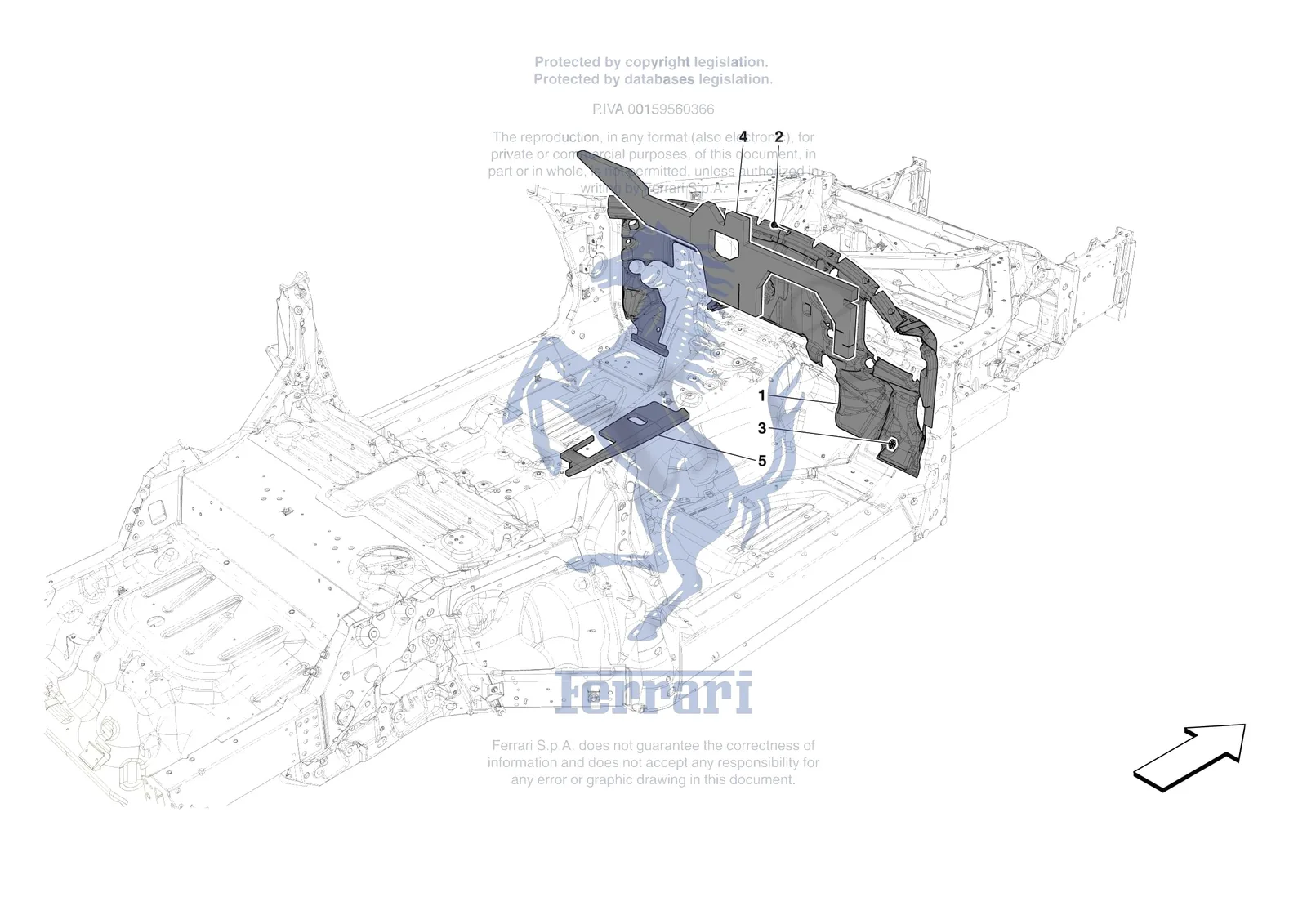 Ferrari 12 Cilindri Spider [VEHICLE TRIM] - E.19 - INTERNAL CABIN INSULATION exploded diagram
