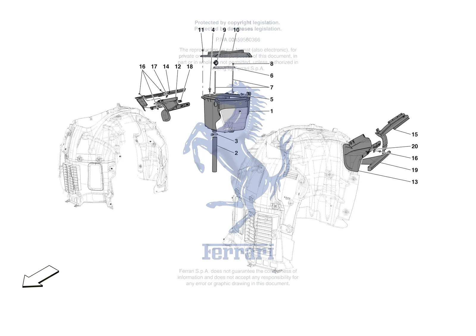 Ferrari 12 Cilindri Spider [VEHICLE TRIM] - E.23 - LATERAL AIR INTAKES exploded diagram