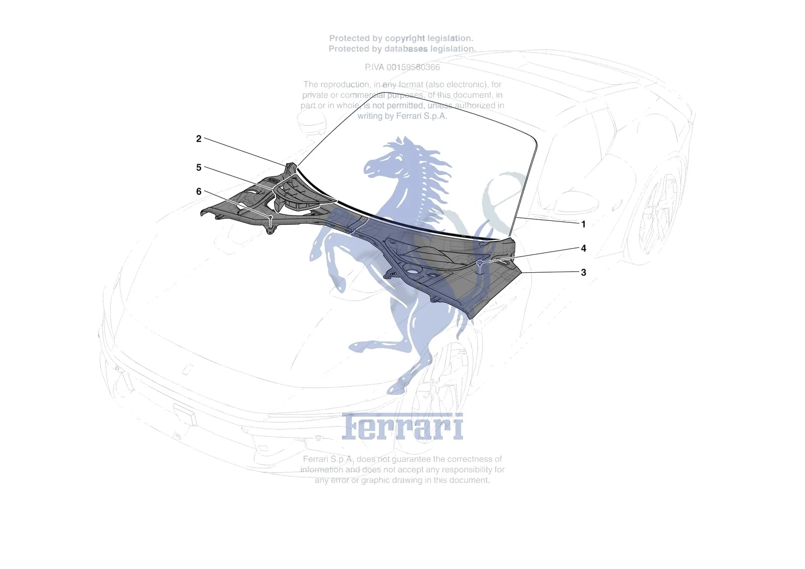 Ferrari 12 Cilindri Spider [VEHICLE TRIM] - E.25 - WINDSCREEN exploded diagram