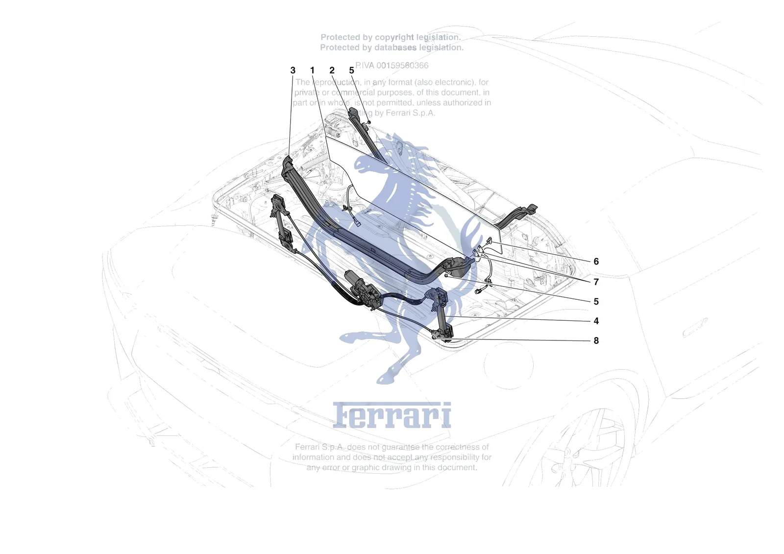 Ferrari 12 Cilindri Spider [VEHICLE TRIM] - E.26 - REAR SCREEN exploded diagram
