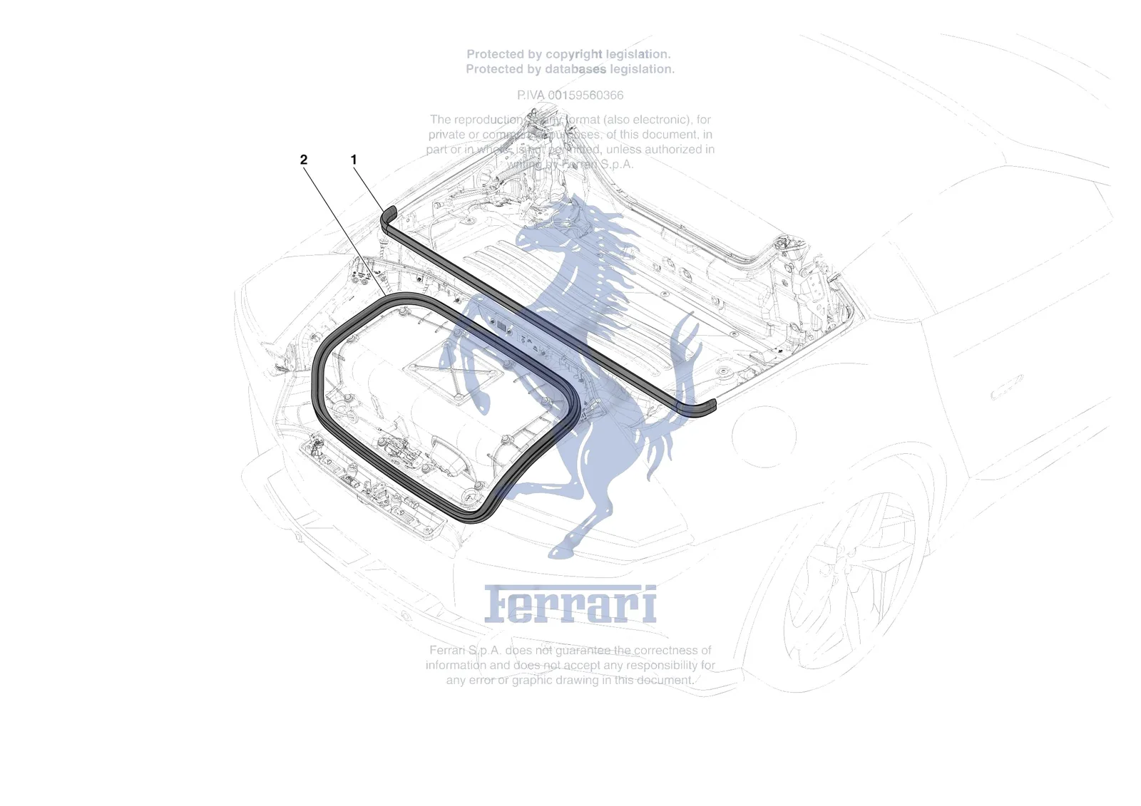 Ferrari 12 Cilindri Spider [VEHICLE TRIM] - E.38 - REAR LID SEALS exploded diagram