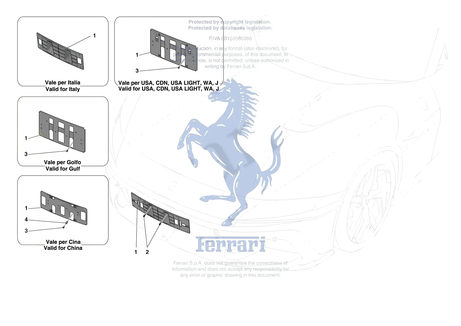 Ferrari 12 Cilindri Spider [VEHICLE TRIM] - E.41 - INSTALLING FRONT LICENSE PLATE exploded diagram