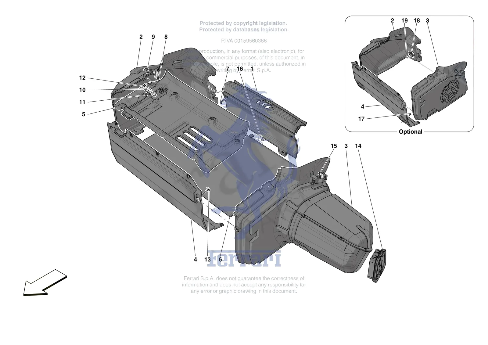 Ferrari 12 Cilindri Spider [VEHICLE TRIM] - E.45 - LUGGAGE COMPARTMENT MATS exploded diagram