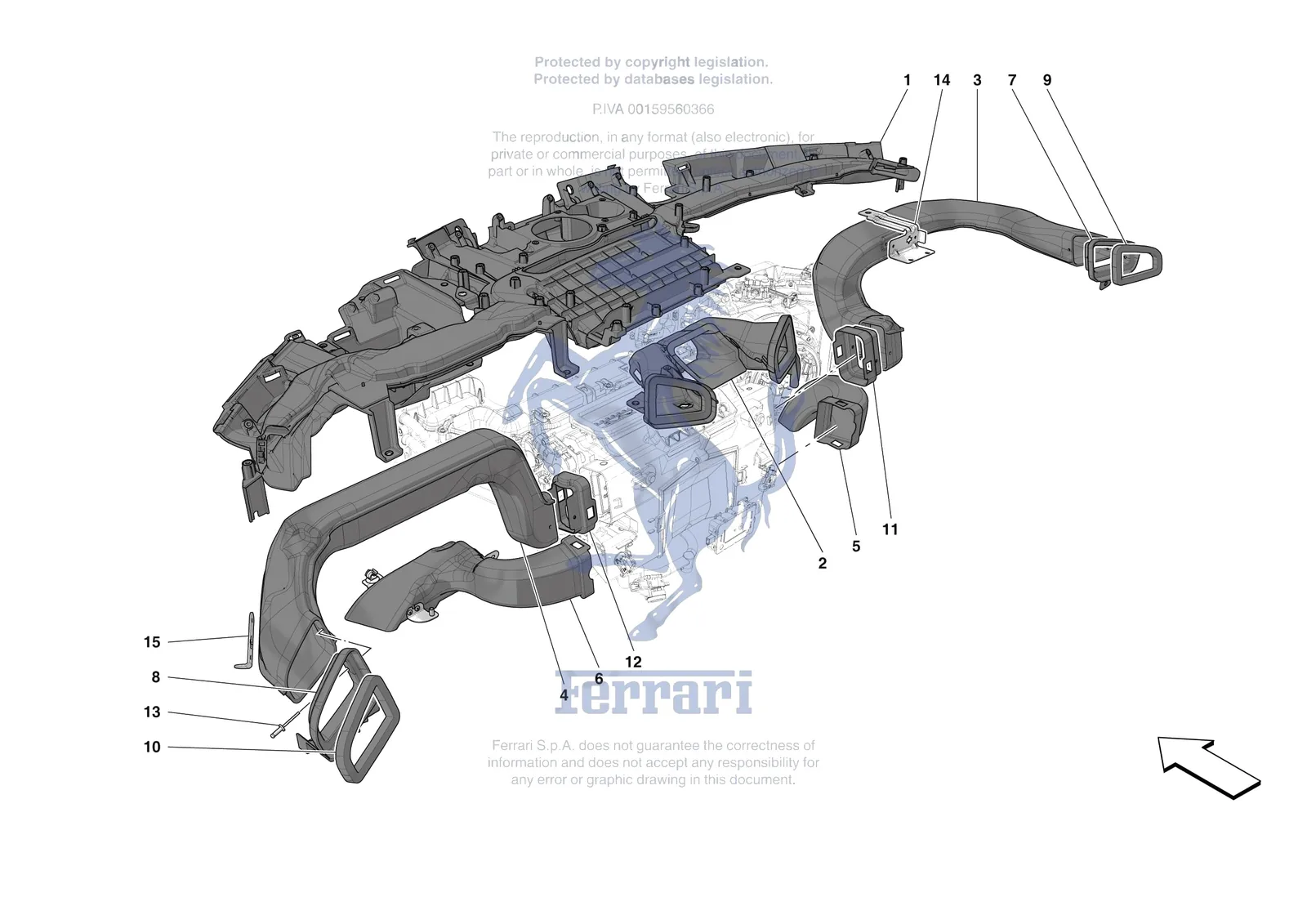 Ferrari 12 Cilindri Spider [VEHICLE TRIM] - E.47.05 - DASHBOARD - DUCTS -Not for RHD- exploded diagram
