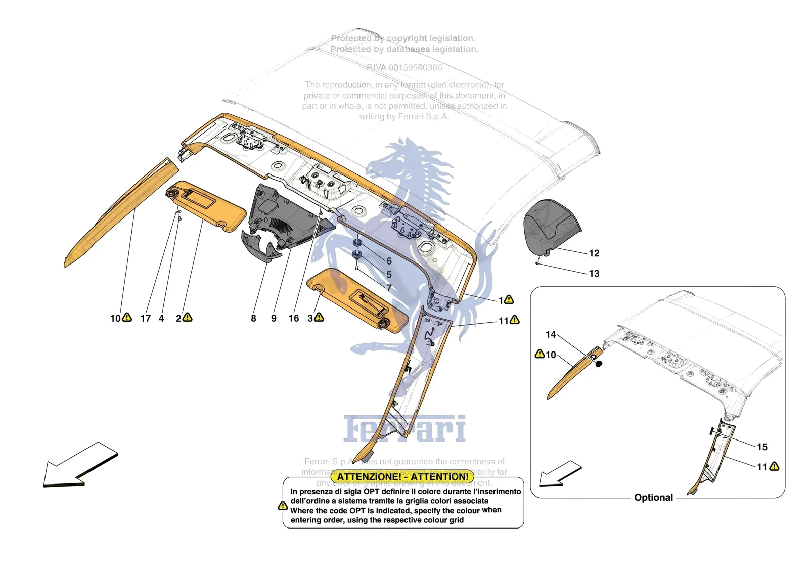 Ferrari 12 Cilindri Spider [VEHICLE TRIM] - E.49 - INNER TRIM (ABOVE BELTLINE) exploded diagram