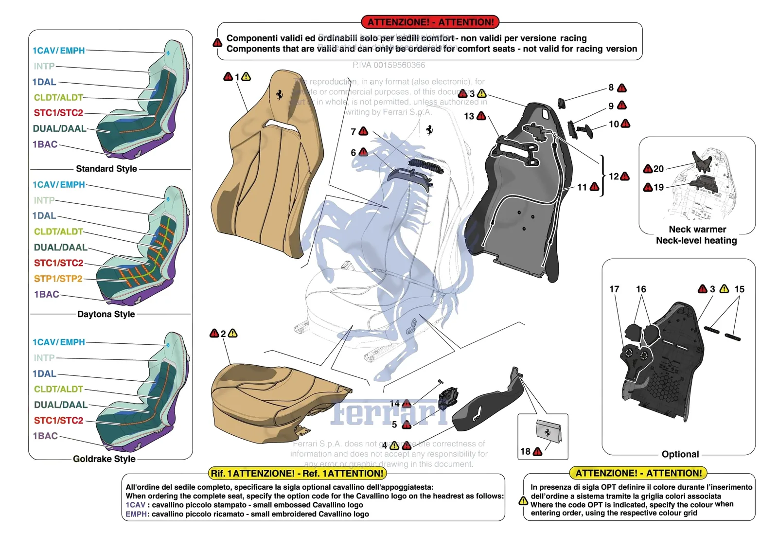 Ferrari 12 Cilindri Spider [VEHICLE TRIM] - E.51.02 - FRONT SEATS - SEAT TRIMS exploded diagram