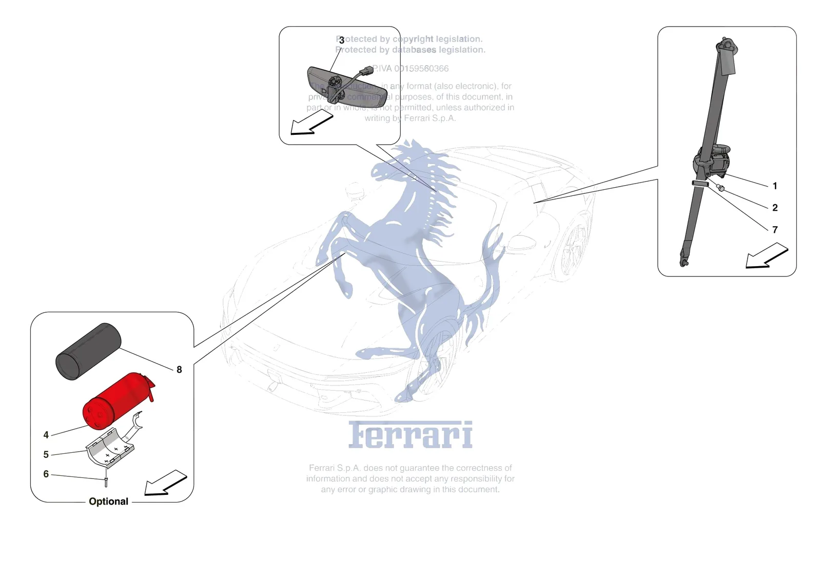 Ferrari 12 Cilindri Spider [VEHICLE TRIM] - E.53 - OTHER INTERIOR TRIM ACCESSORIES exploded diagram