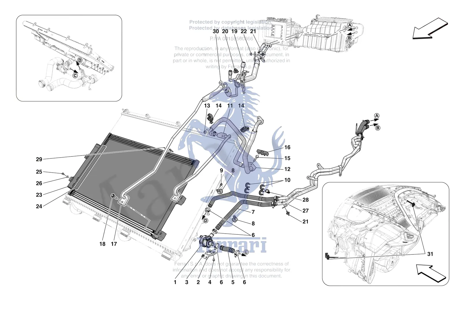Ferrari 12 Cilindri Spider [VEHICLE TRIM] - E.57.02 - AC SYSTEM - AIR CONDITIONER SYSTEM exploded diagram