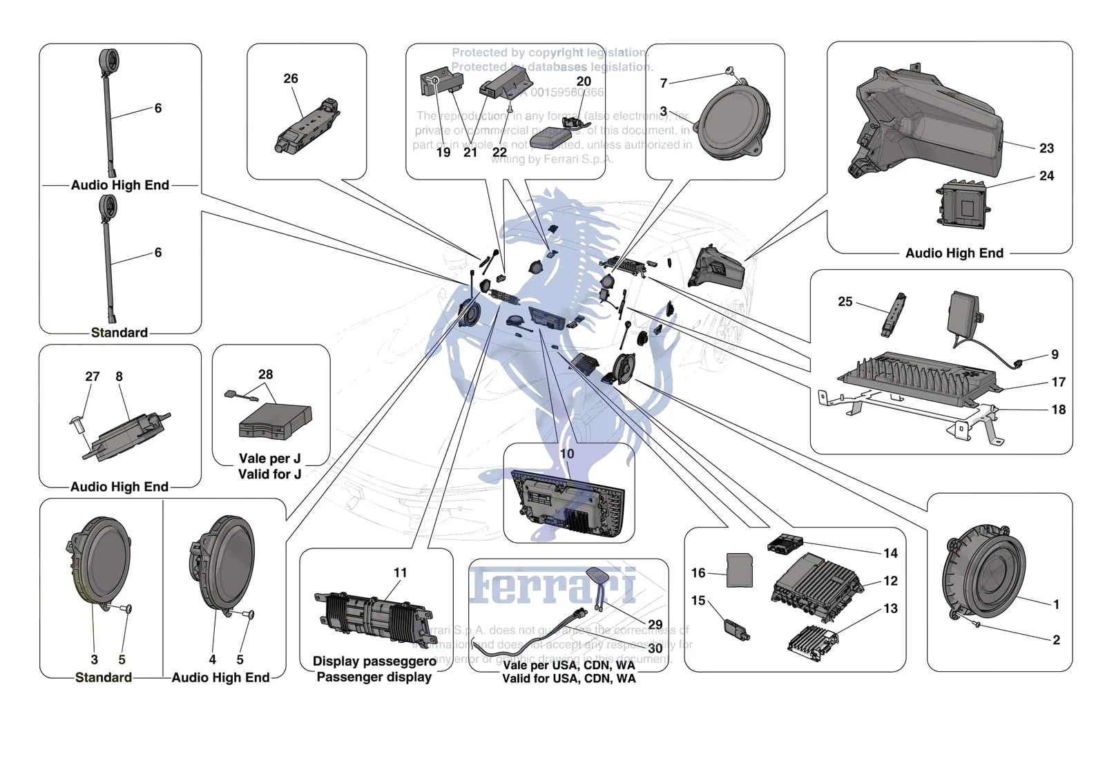 Ferrari 12 Cilindri Spider [ELECTRICAL SYSTEM] - F.10 - AUDIO UNIT exploded diagram