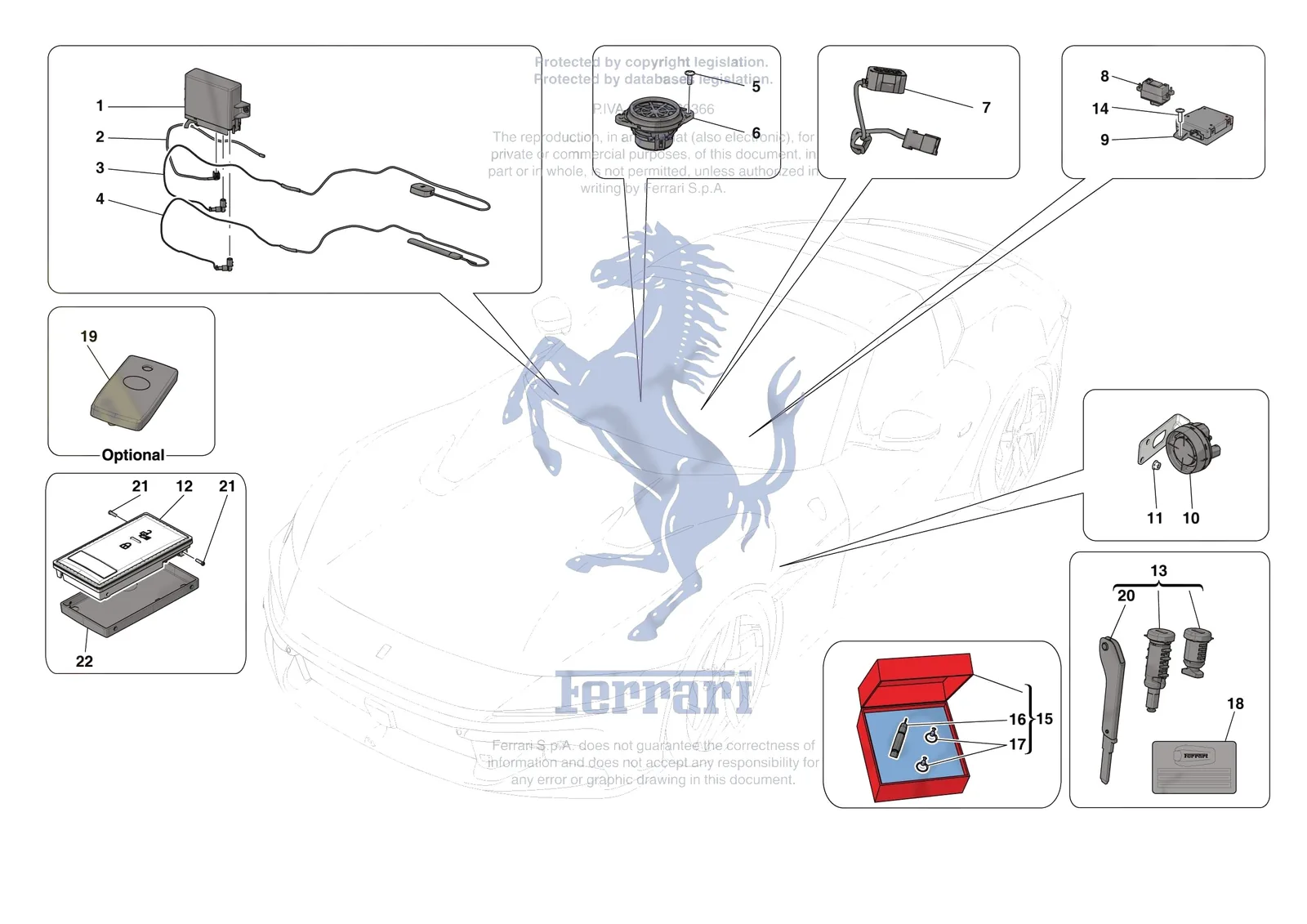 Ferrari 12 Cilindri Spider [ELECTRICAL SYSTEM] - F.11 - ANTI-THEFT SYSTEM exploded diagram