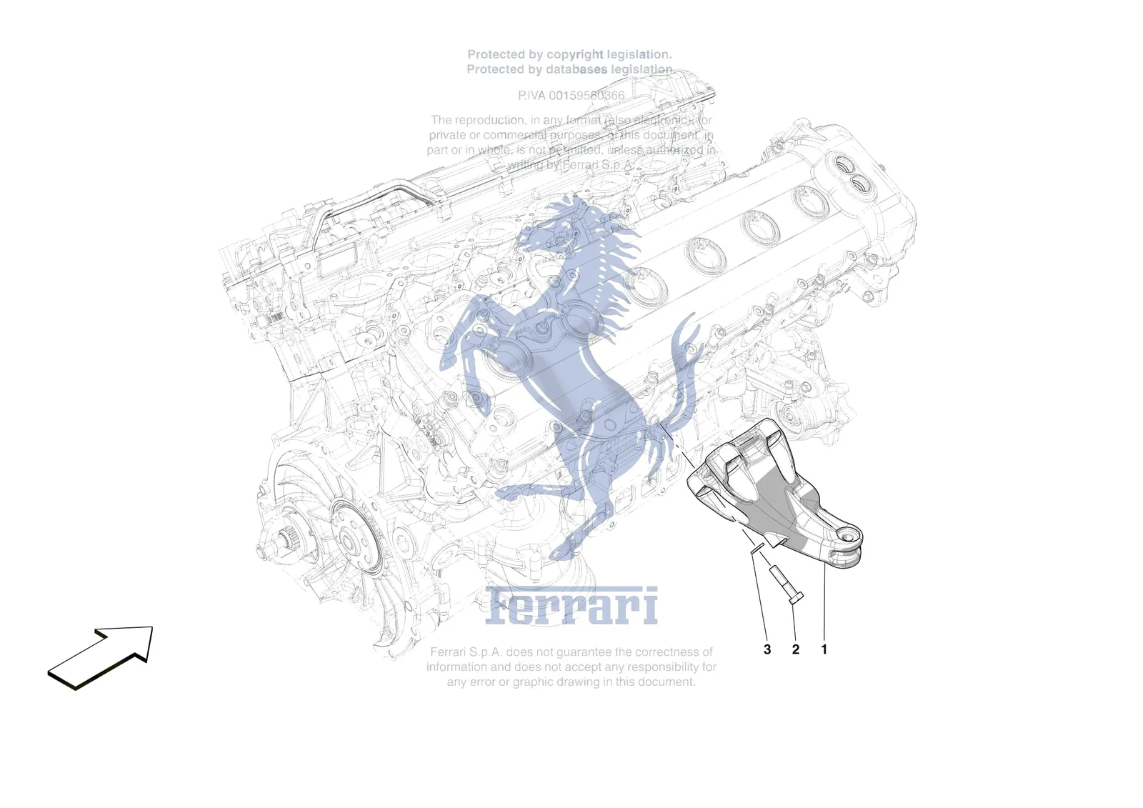 Ferrari 12 Cilindri [ENGINE] - B.02 - ENGINE SUSPENSION exploded diagram