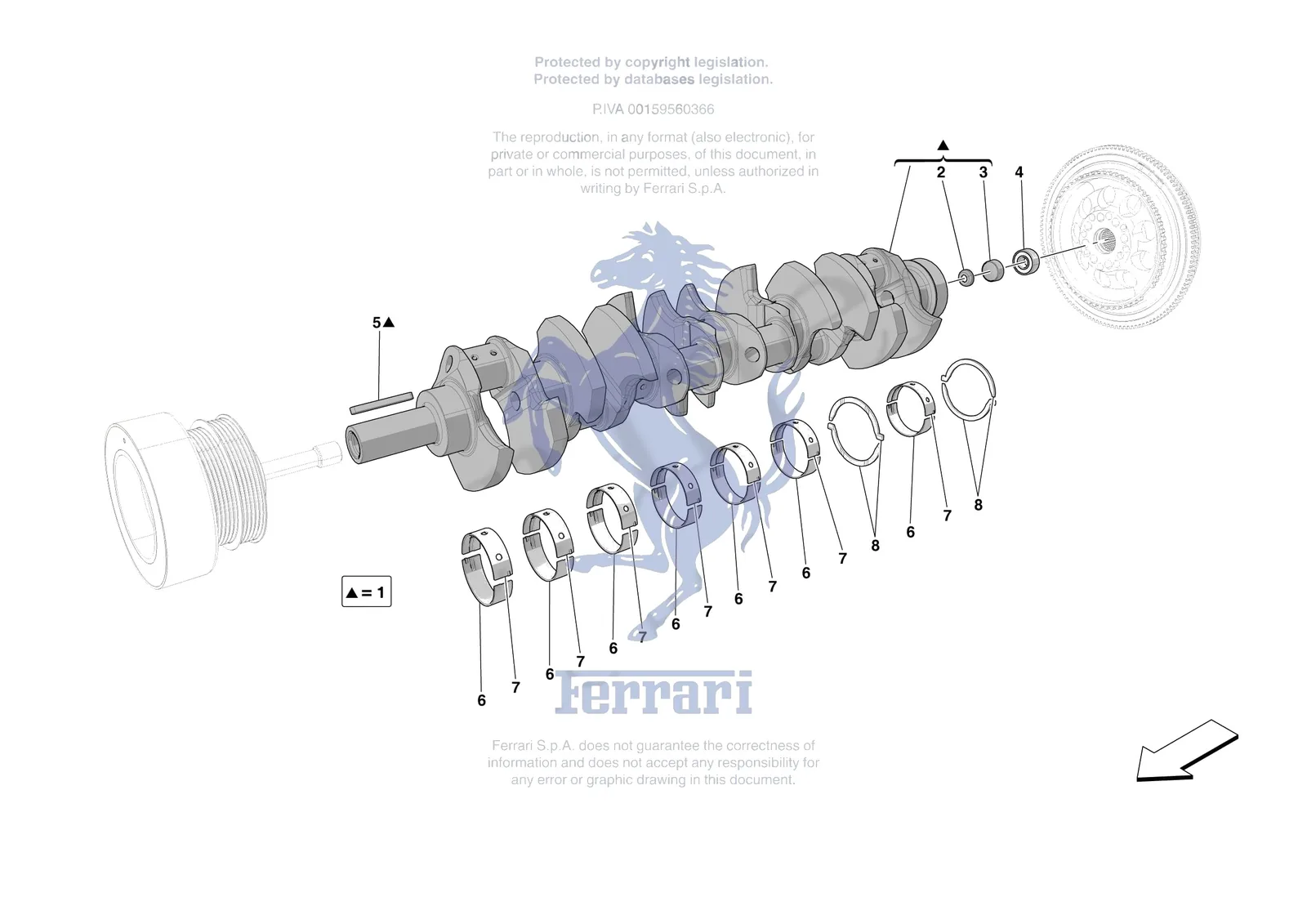 Ferrari 12 Cilindri [ENGINE] - B.04 - CRANKSHAFT exploded diagram