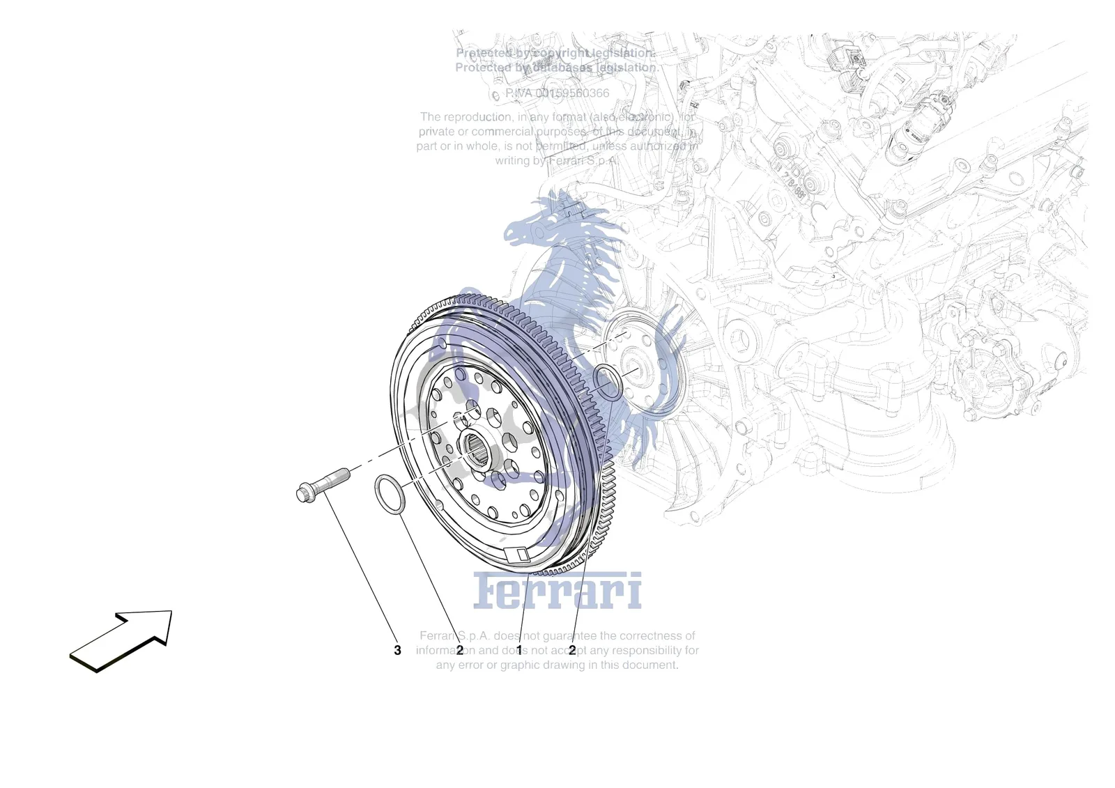 Ferrari 12 Cilindri [ENGINE] - B.06 - ENGINE FLYWHEEL exploded diagram