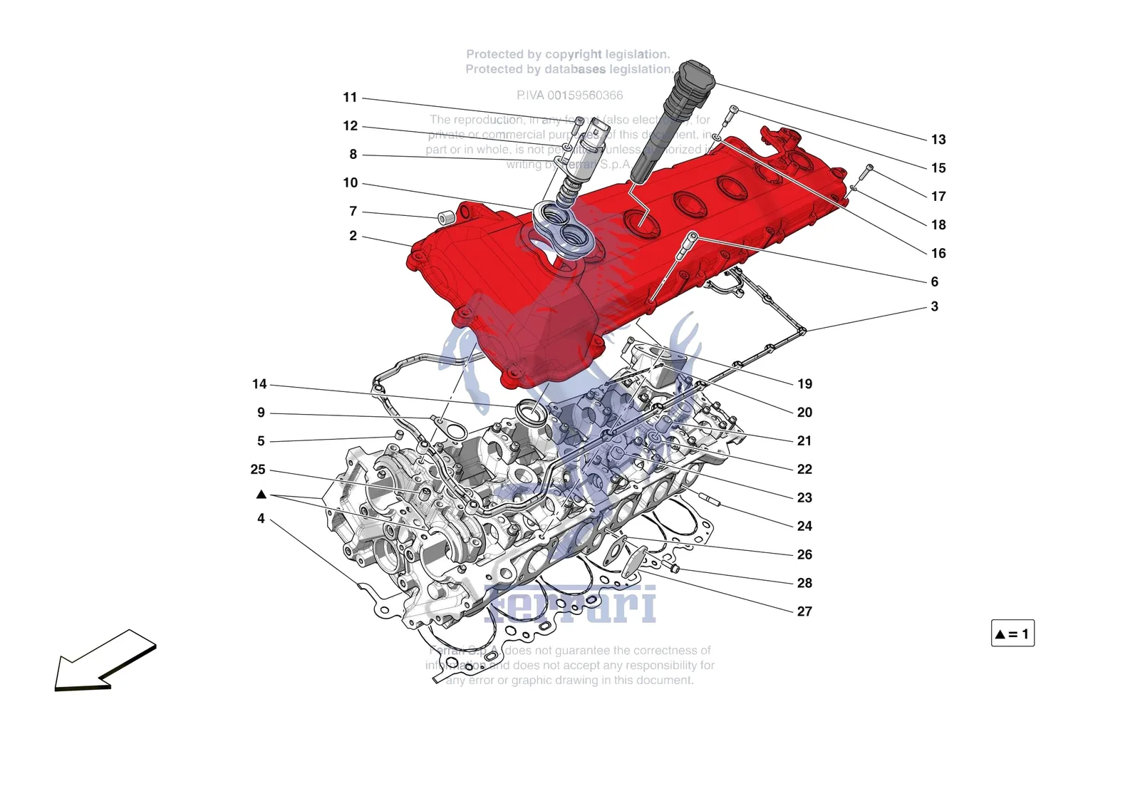 Ferrari 12 Cilindri [ENGINE] - B.08.02 - CYLINDER HEADS - LH HEAD exploded diagram