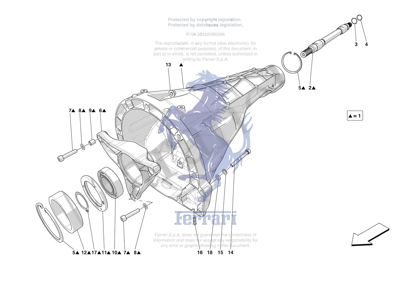 Ferrari 12 Cilindri [GEARBOX] - C.05 - CLUTCH HOUSING exploded diagram