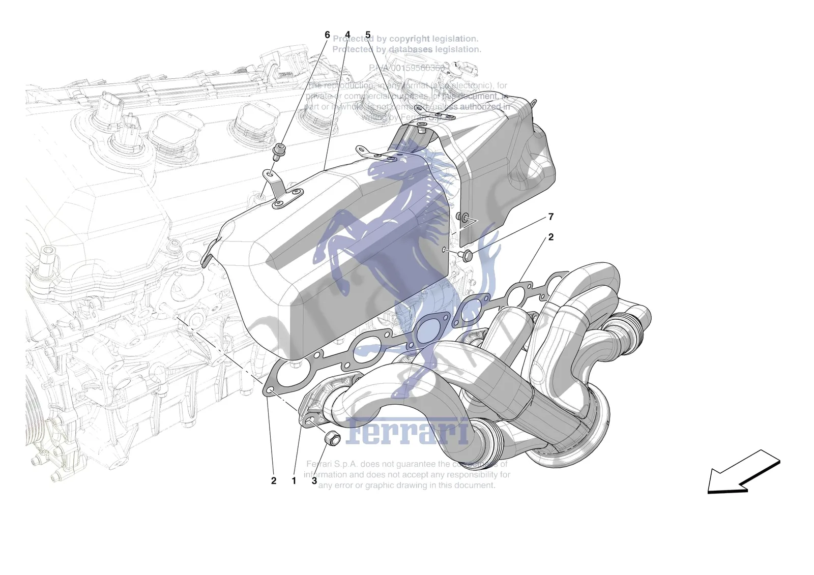 Ferrari 12 Cilindri [MECHANICAL SYSTEM] - D.07 - EXHAUST MANIFOLD exploded diagram