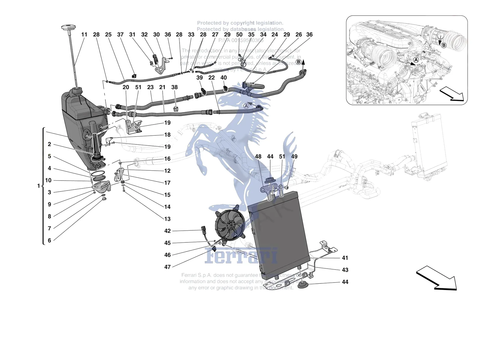 Ferrari 12 Cilindri [MECHANICAL SYSTEM] - D.09 - ENGINE OIL RADIATOR AND TANK exploded diagram