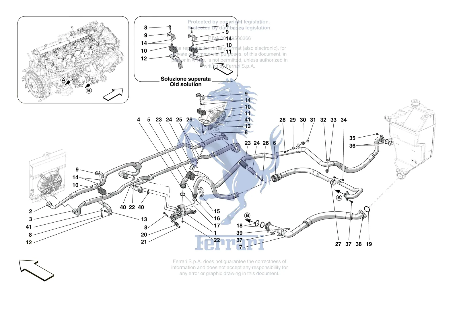 Ferrari 12 Cilindri [MECHANICAL SYSTEM] - D.10 - OIL PIPES AND ENGINE OIL LEVEL SENSOR exploded diagram
