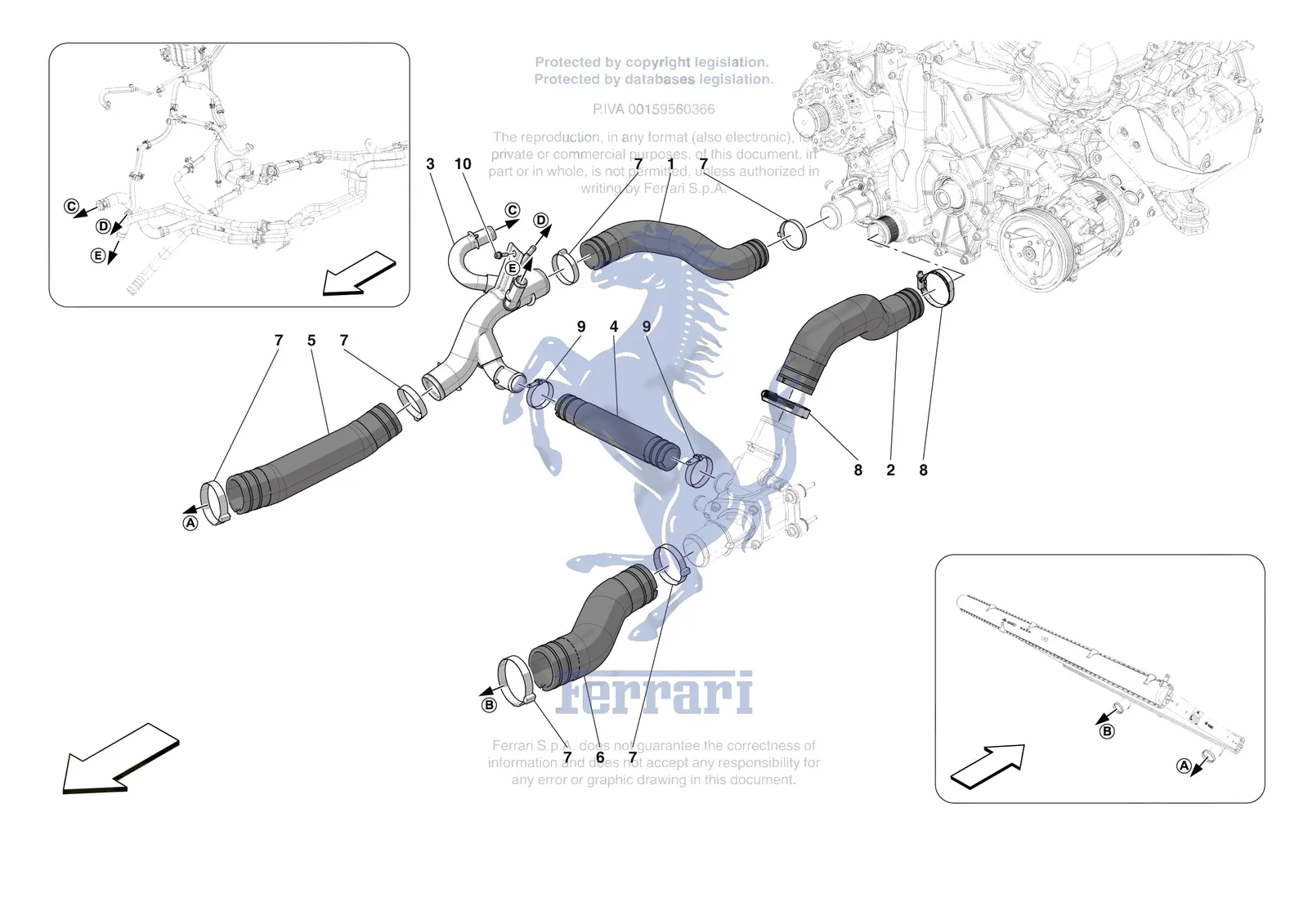 Ferrari 12 Cilindri [MECHANICAL SYSTEM] - D.16 - COOLING SYSTEM PIPES exploded diagram