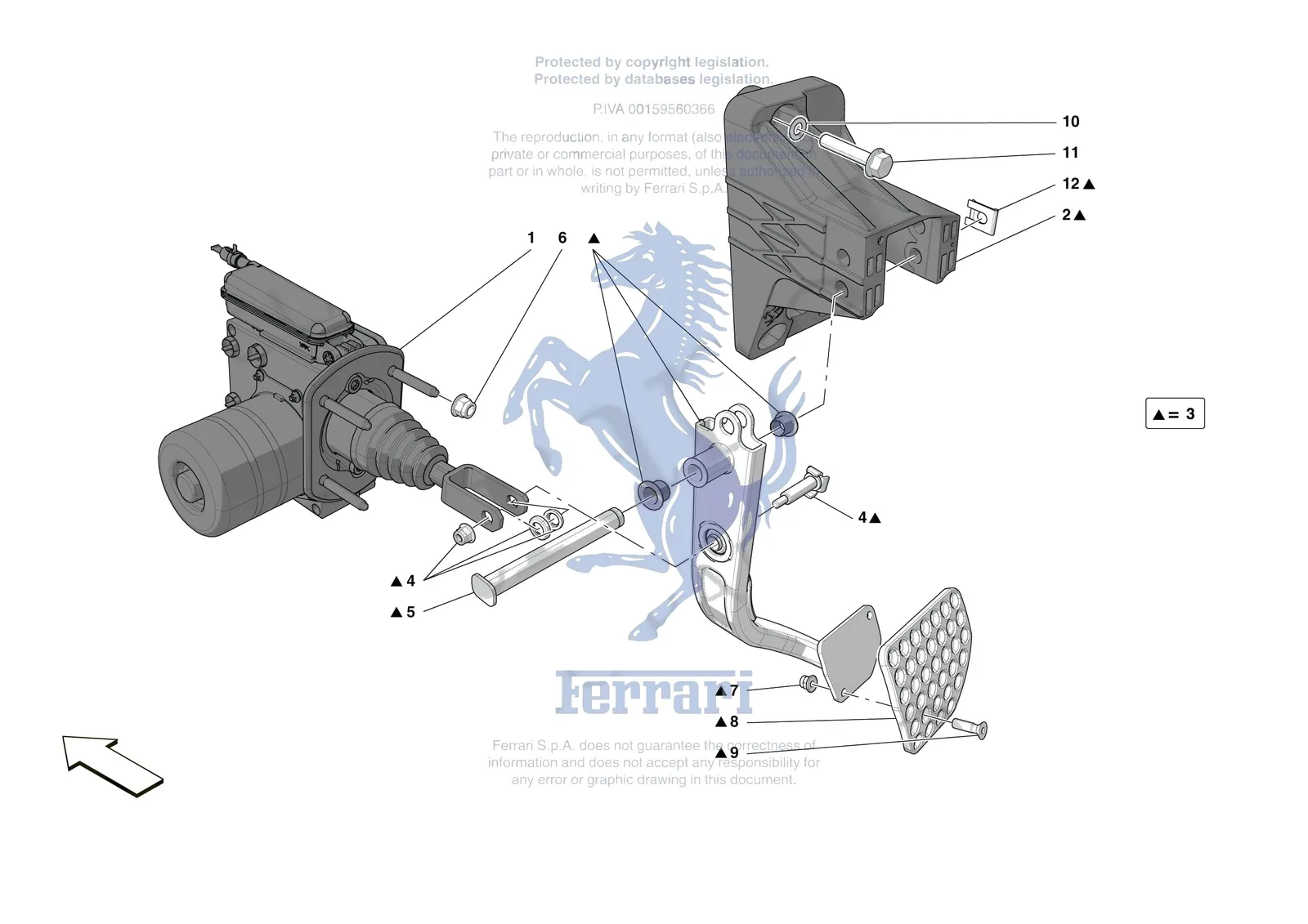 Ferrari 12 Cilindri [MECHANICAL SYSTEM] - D.20 - PEDAL BOARD exploded diagram
