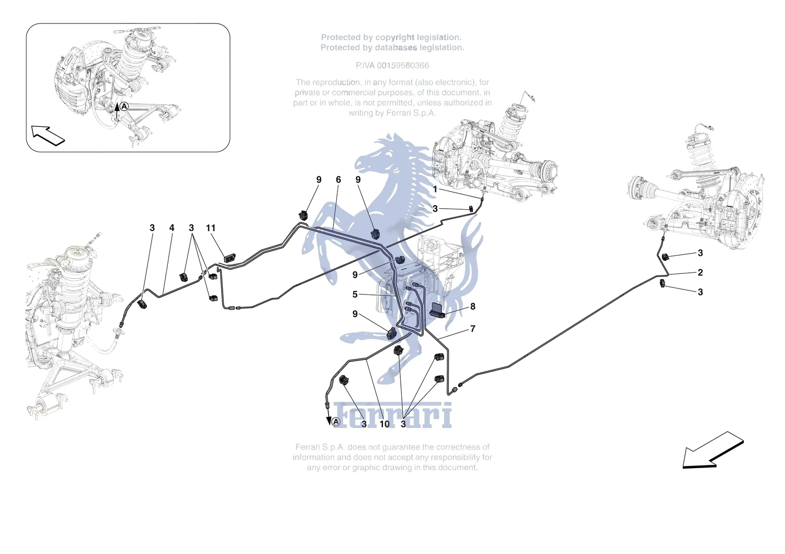 Ferrari 12 Cilindri [MECHANICAL SYSTEM] - D.23.01 - HYDRAULIC BRAKE CONTROL PIPES -Not for RHD- exploded diagram
