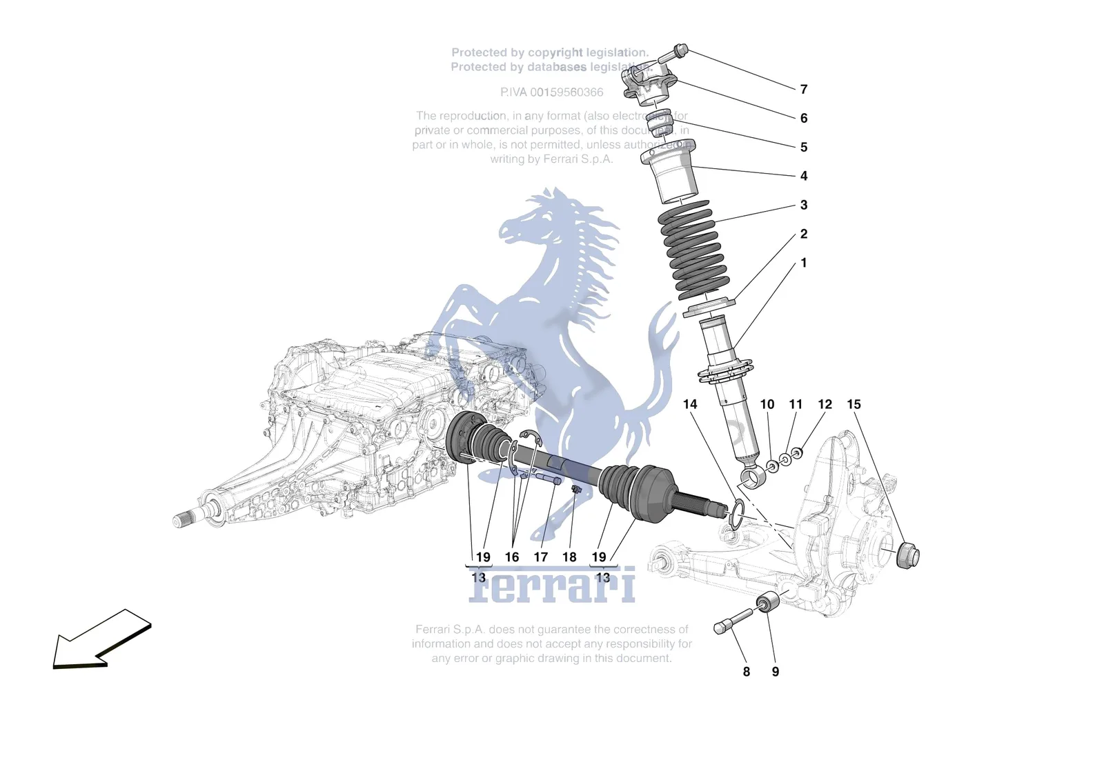 Ferrari 12 Cilindri [MECHANICAL SYSTEM] - D.27.01 - REAR SUSPENSION - SHOCK ABSORBERS exploded diagram