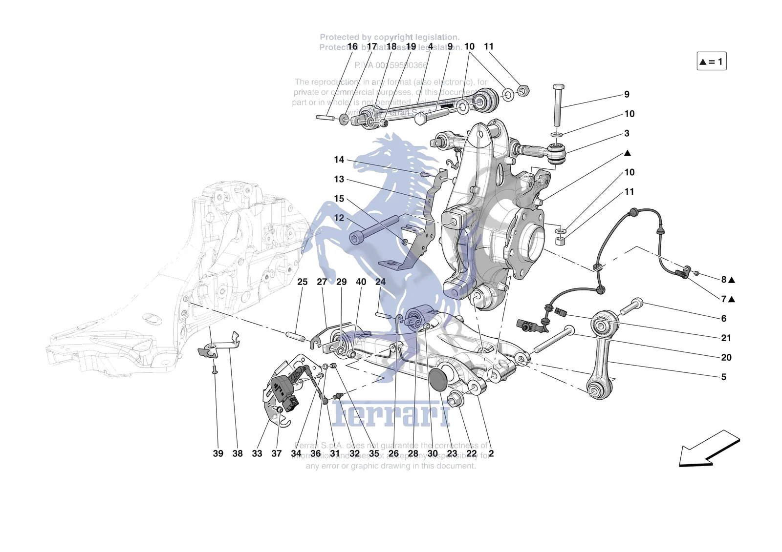 Ferrari 12 Cilindri [MECHANICAL SYSTEM] - D.27.02 - REAR SUSPENSION - ARMS exploded diagram