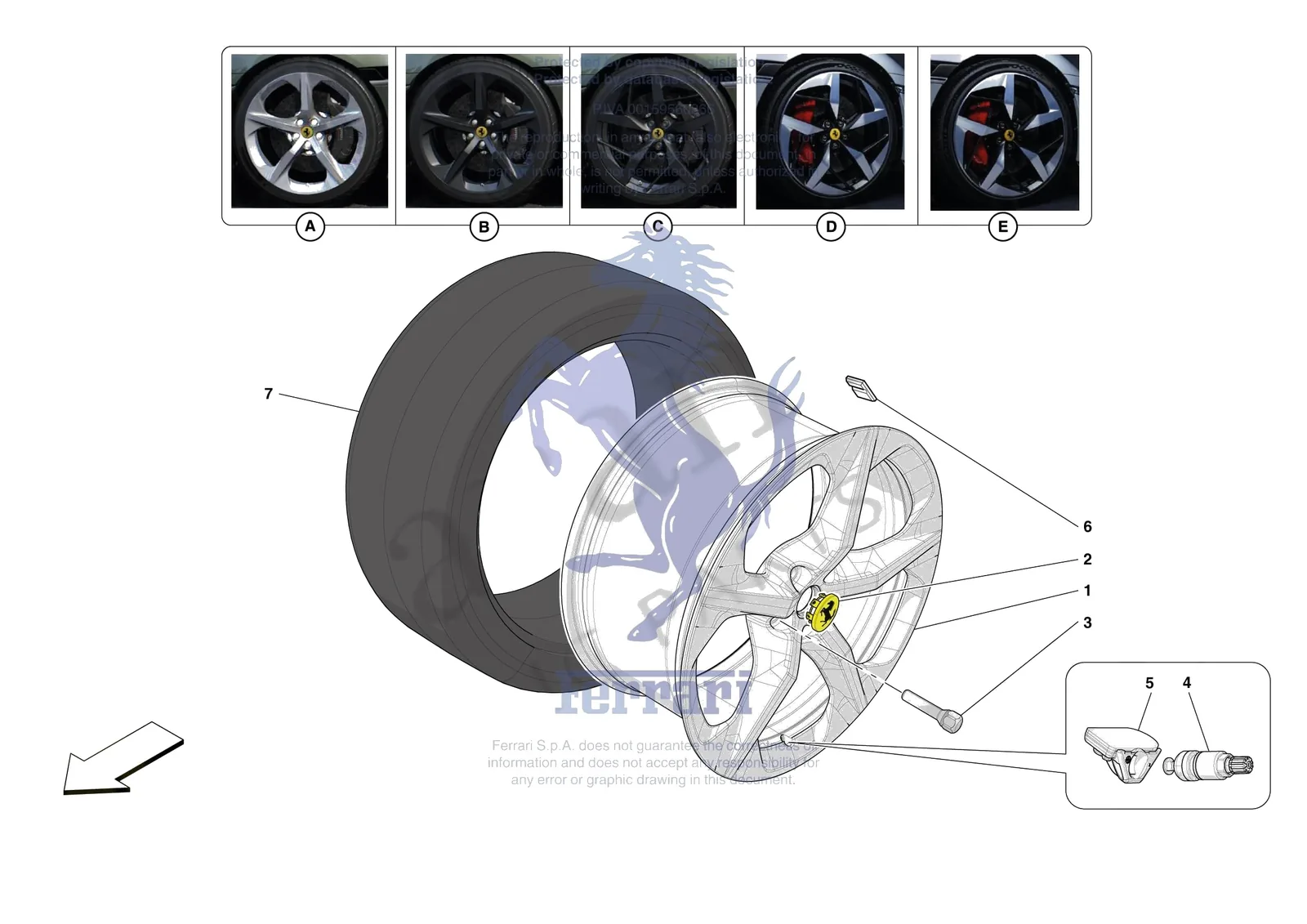 Ferrari 12 Cilindri [MECHANICAL SYSTEM] - D.29 - COMPLETE WHEELS exploded diagram
