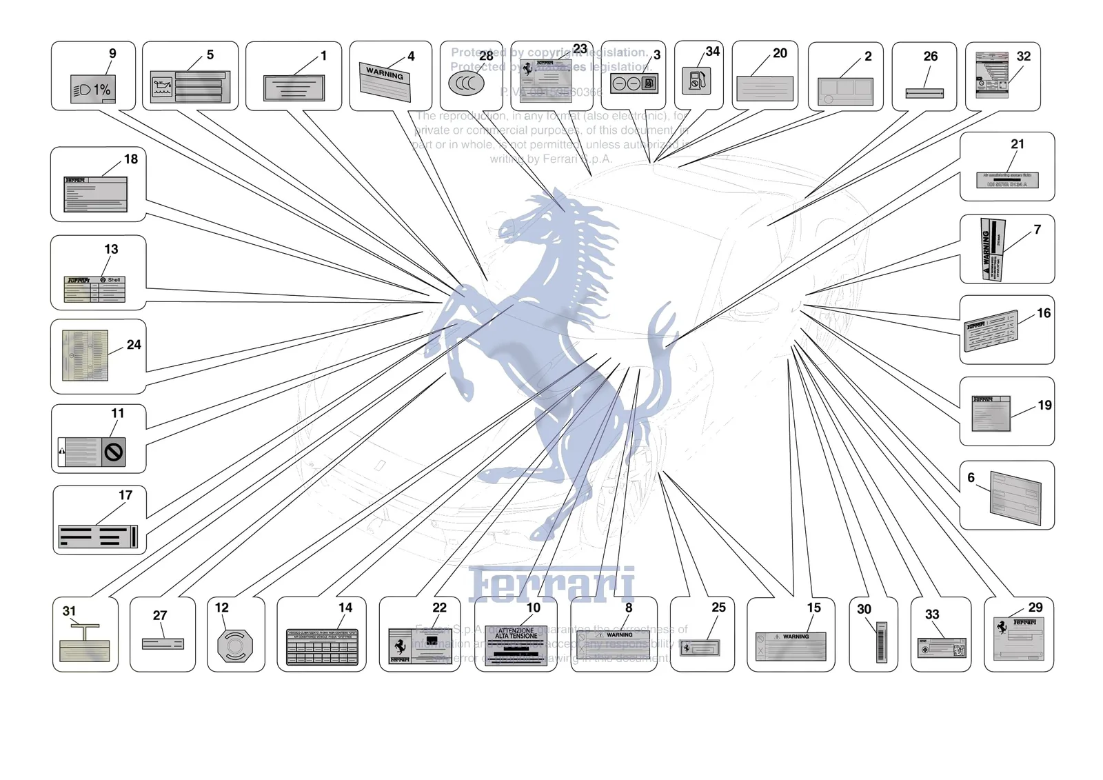 Ferrari 12 Cilindri [MECHANICAL SYSTEM] - D.37 - PLATES exploded diagram