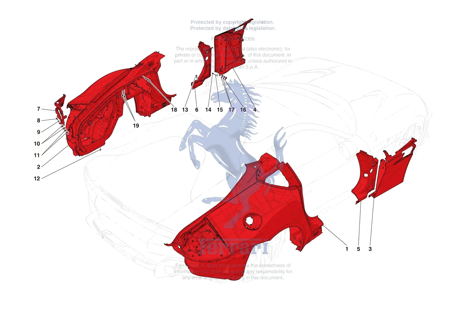 Ferrari 12 Cilindri [VEHICLE TRIM] - E.02 - LATERAL OUTER BODYSHELL exploded diagram