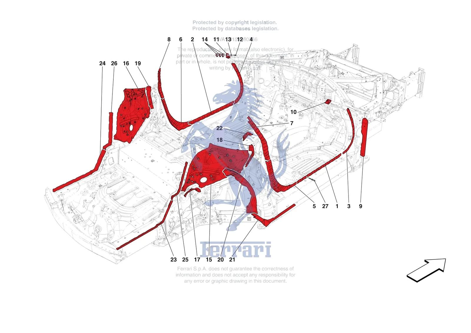 Ferrari 12 Cilindri [VEHICLE TRIM] - E.06 - LATERAL SUBSTRUCTURE exploded diagram