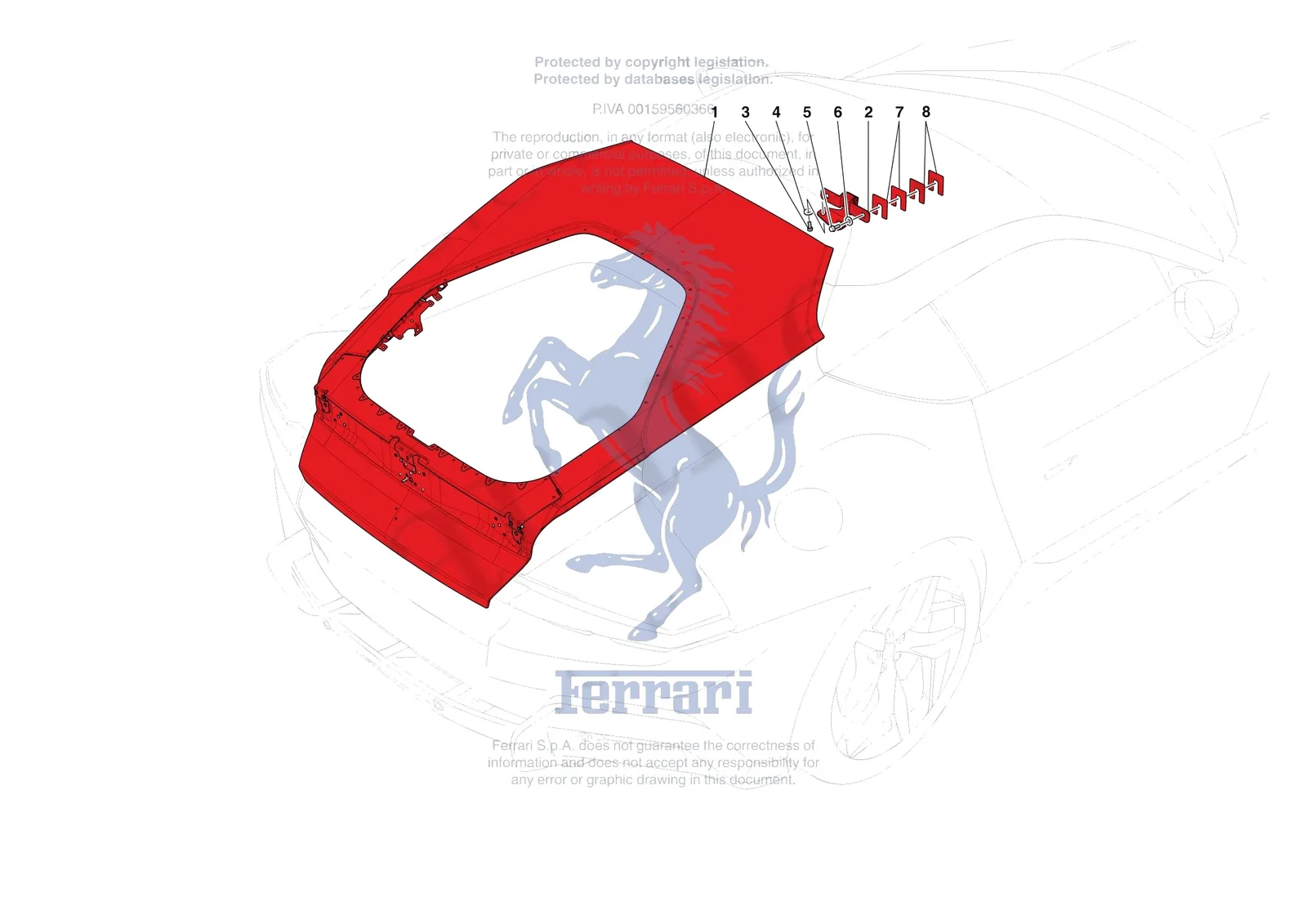 Ferrari 12 Cilindri [VEHICLE TRIM] - E.10 - REAR LID SUBSTRUCTURE exploded diagram