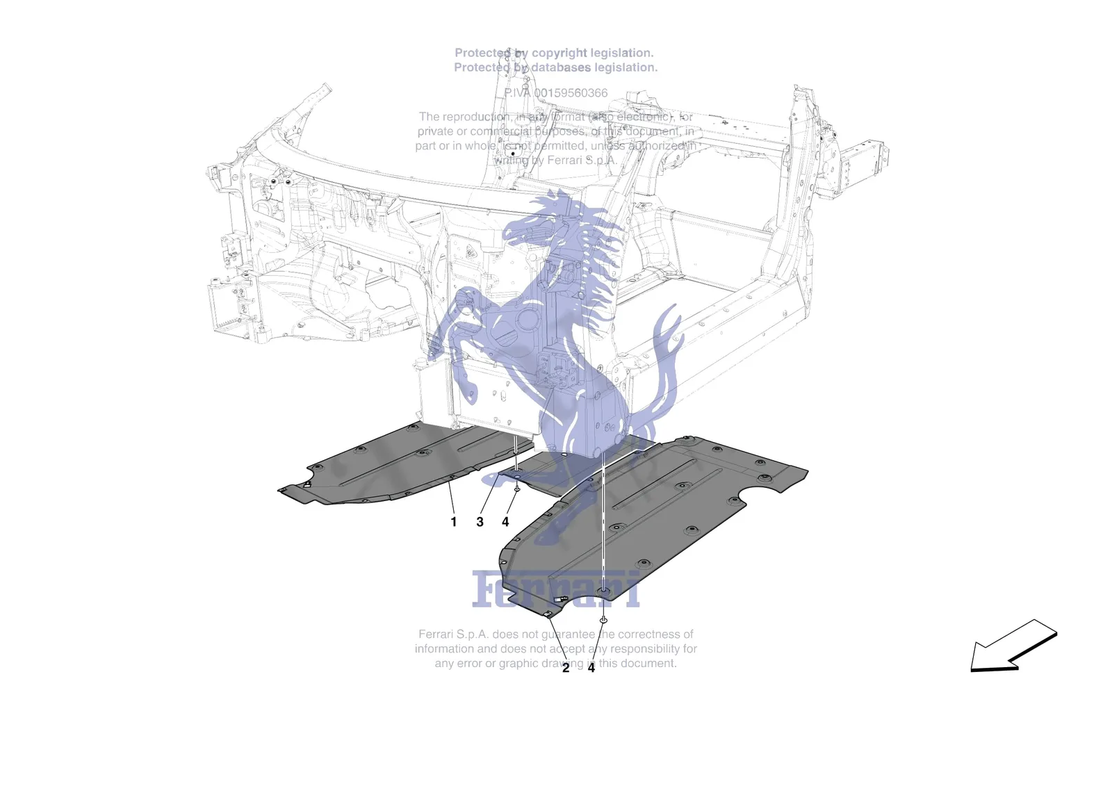 Ferrari 12 Cilindri [VEHICLE TRIM] - E.15 - CENTRE SHIELDS exploded diagram