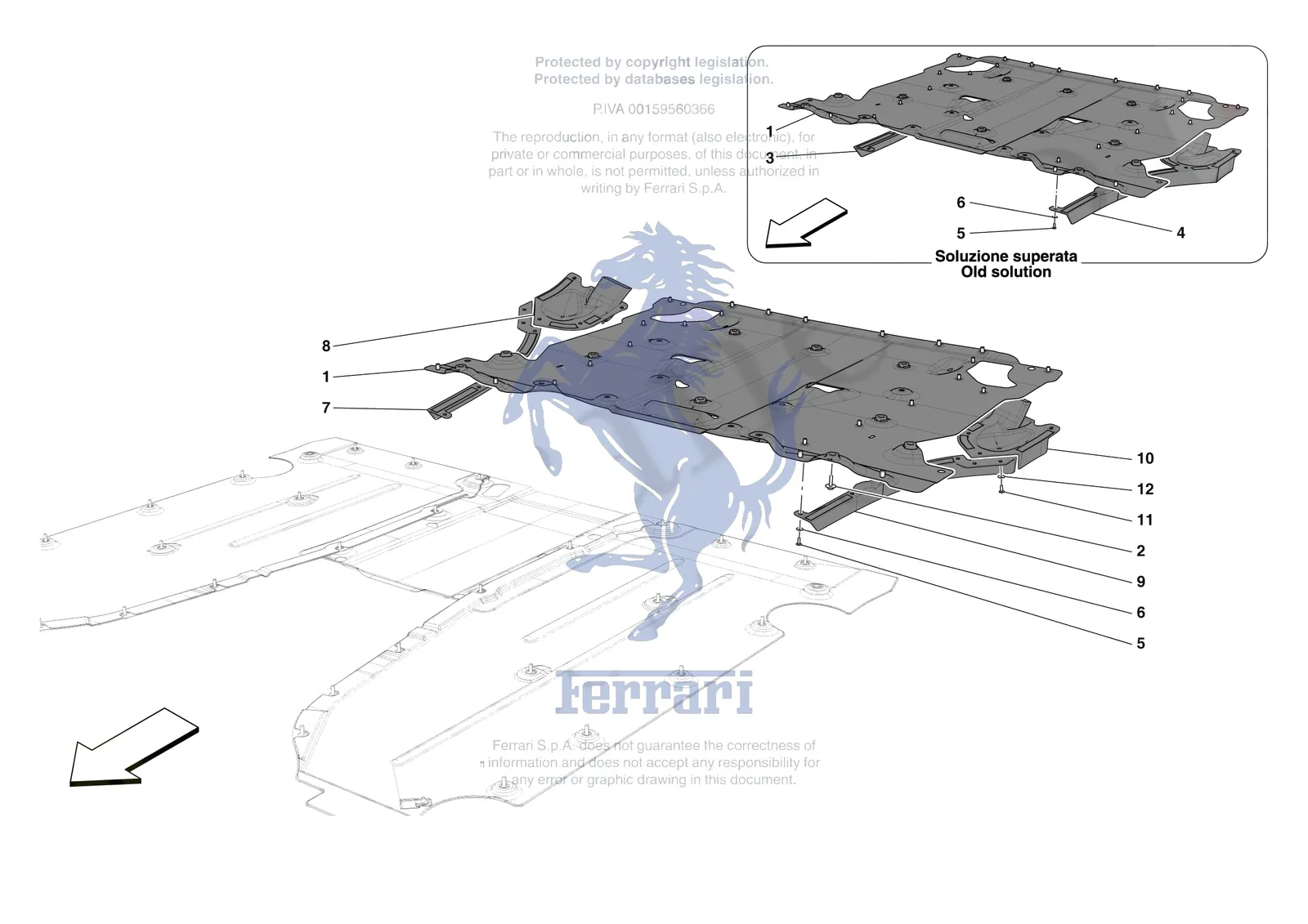 Ferrari 12 Cilindri [VEHICLE TRIM] - E.16 - REAR SHIELDS exploded diagram