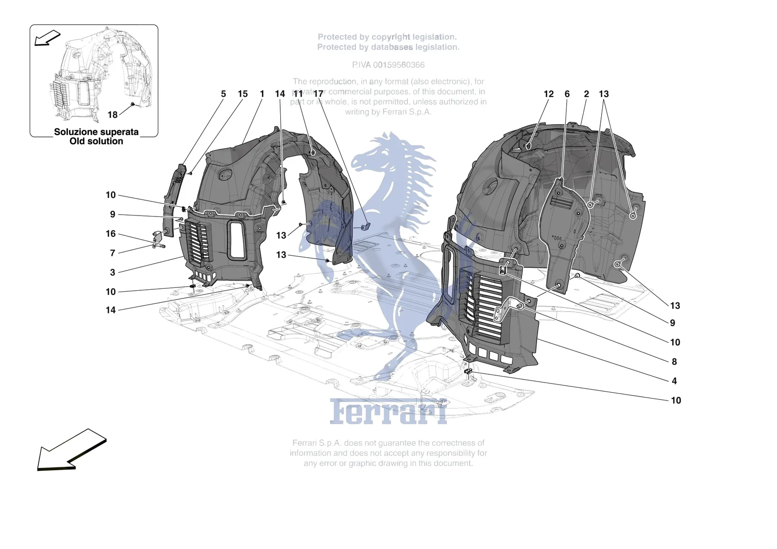Ferrari 12 Cilindri [VEHICLE TRIM] - E.17 - FRONT WHEELHOUSE exploded diagram