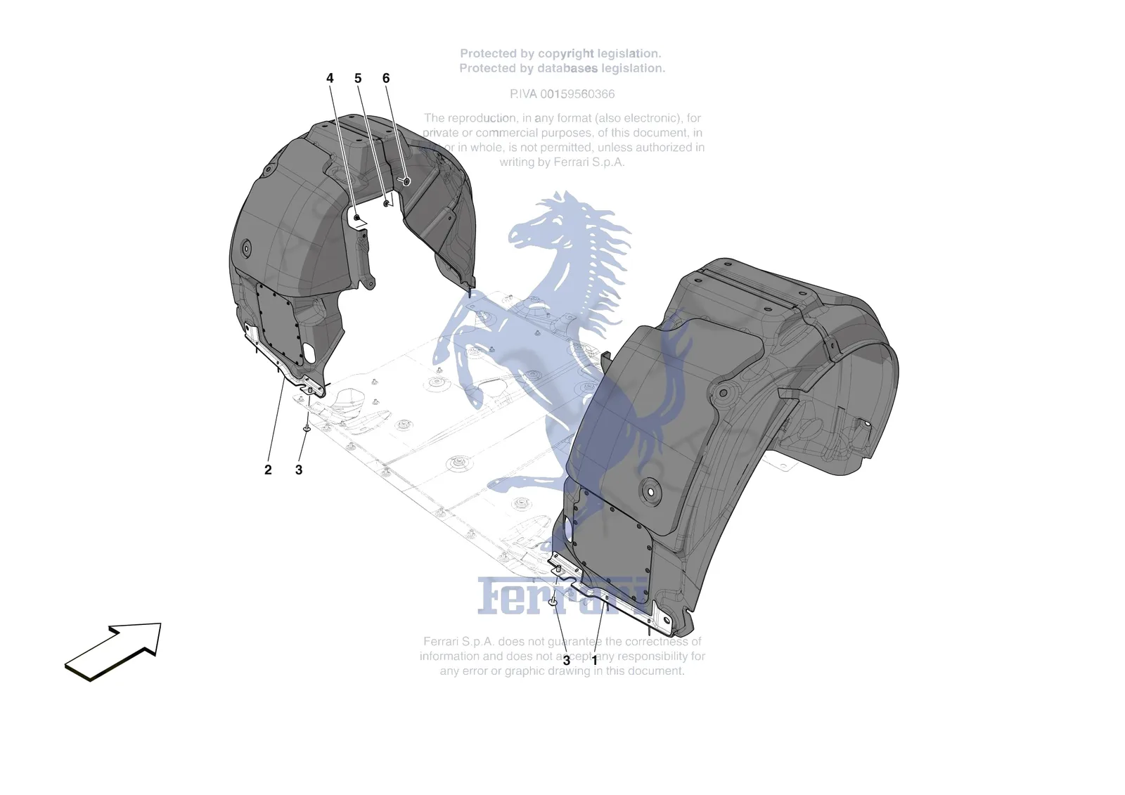 Ferrari 12 Cilindri [VEHICLE TRIM] - E.18 - REAR WHEELHOUSE exploded diagram