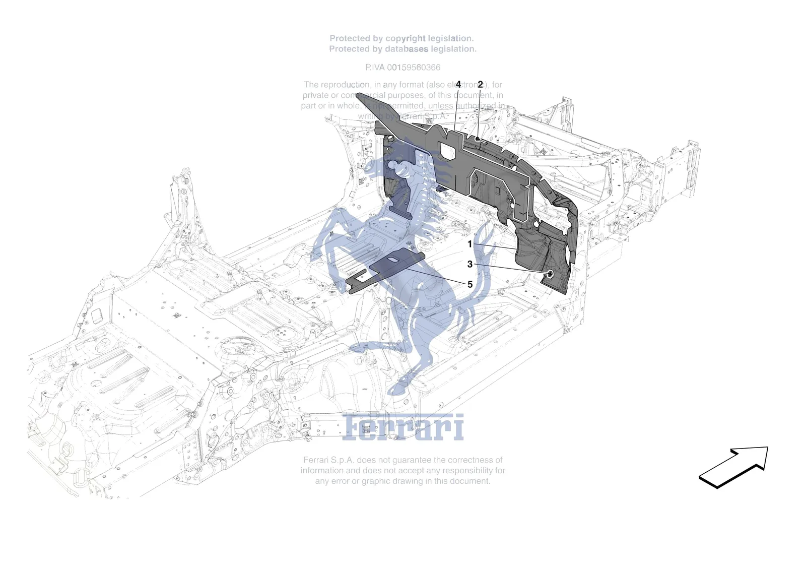 Ferrari 12 Cilindri [VEHICLE TRIM] - E.19 - INTERNAL CABIN INSULATION exploded diagram