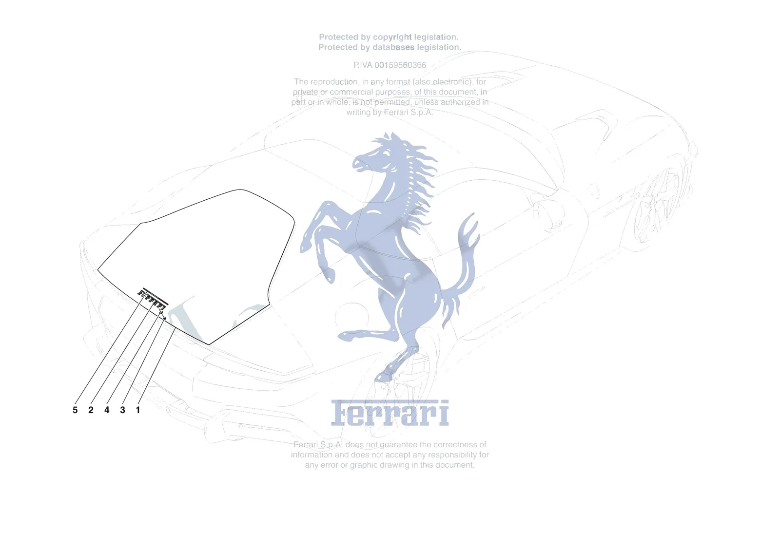 Ferrari 12 Cilindri [VEHICLE TRIM] - E.26 - REAR SCREEN exploded diagram