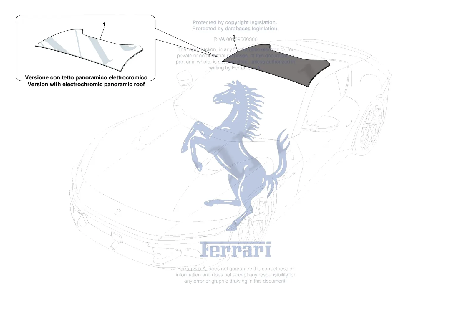 Ferrari 12 Cilindri [VEHICLE TRIM] - E.28 - ROOF GLASS PANEL exploded diagram