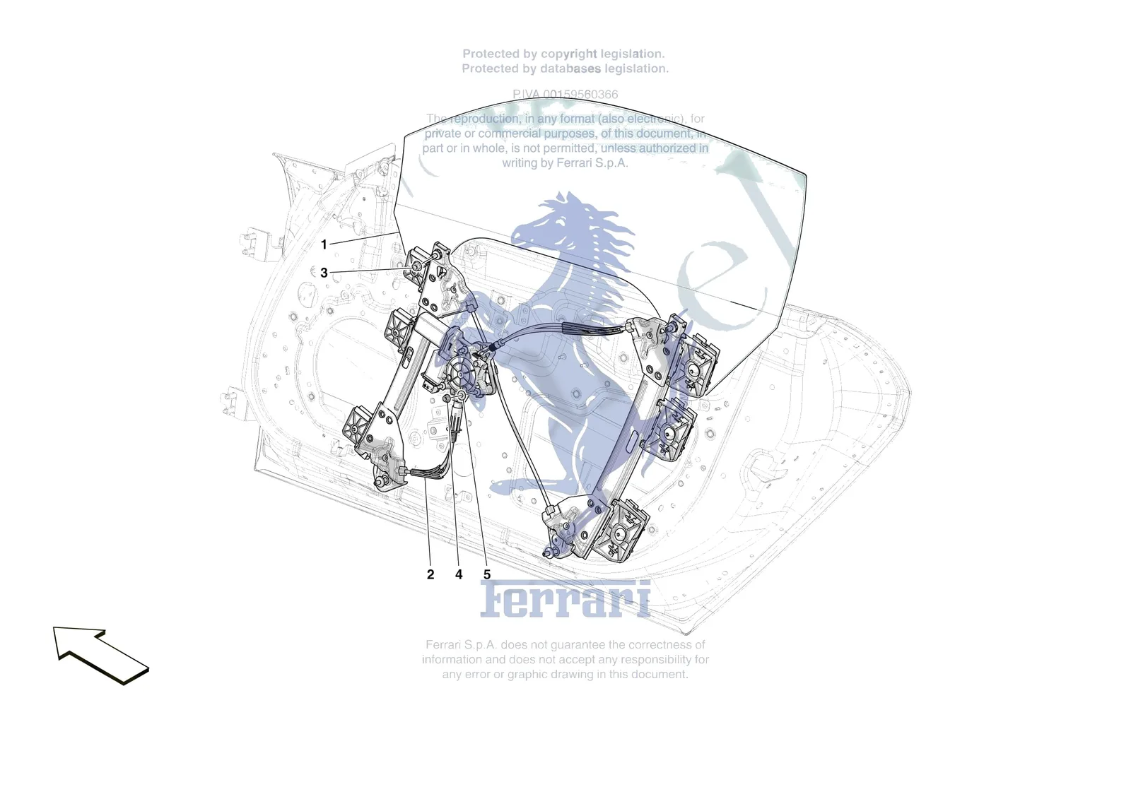 Ferrari 12 Cilindri [VEHICLE TRIM] - E.29.03 - DOORS - WINDOW AND WINDOW LIFTER exploded diagram