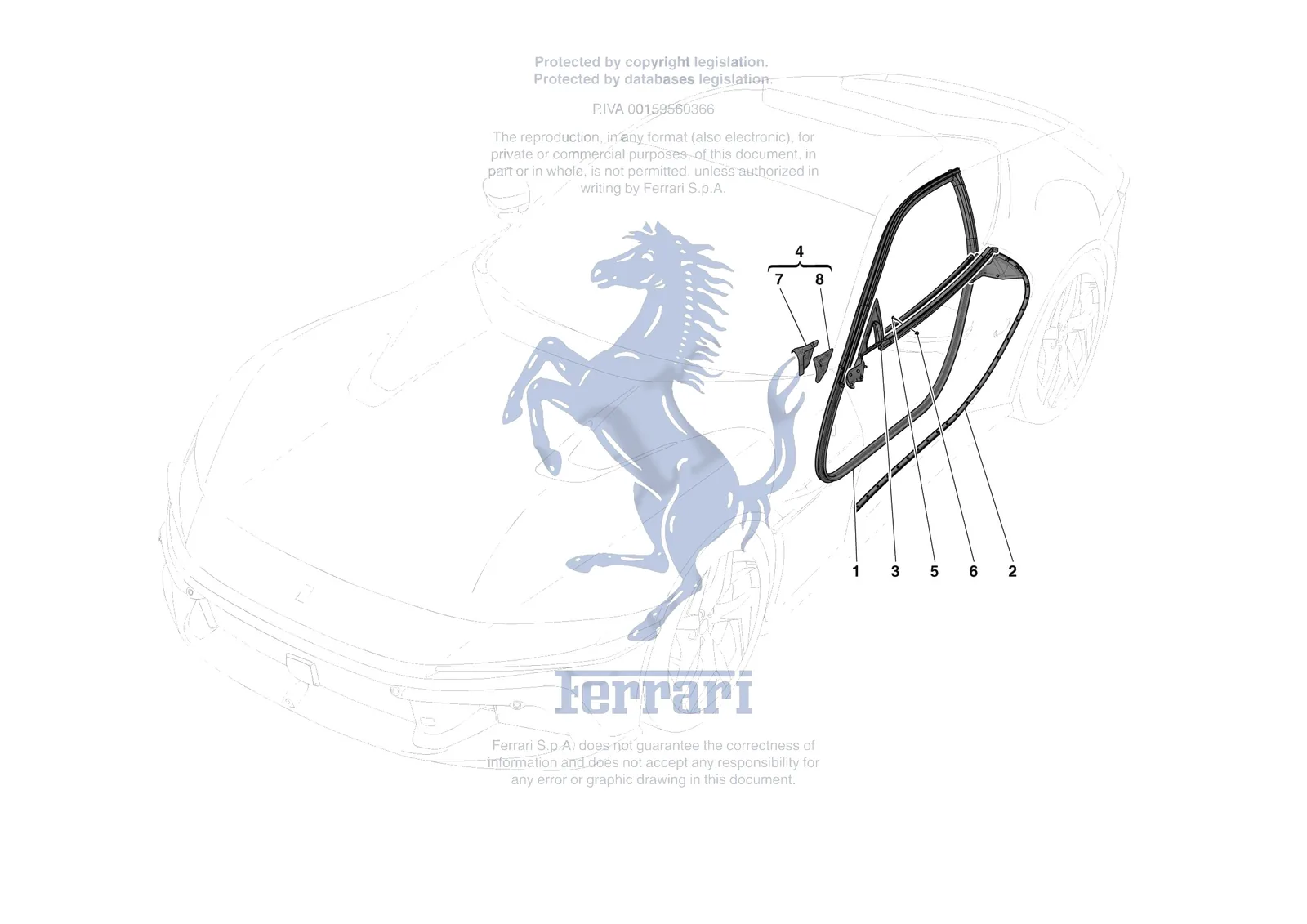 Ferrari 12 Cilindri [VEHICLE TRIM] - E.32 - DOOR SEALS exploded diagram