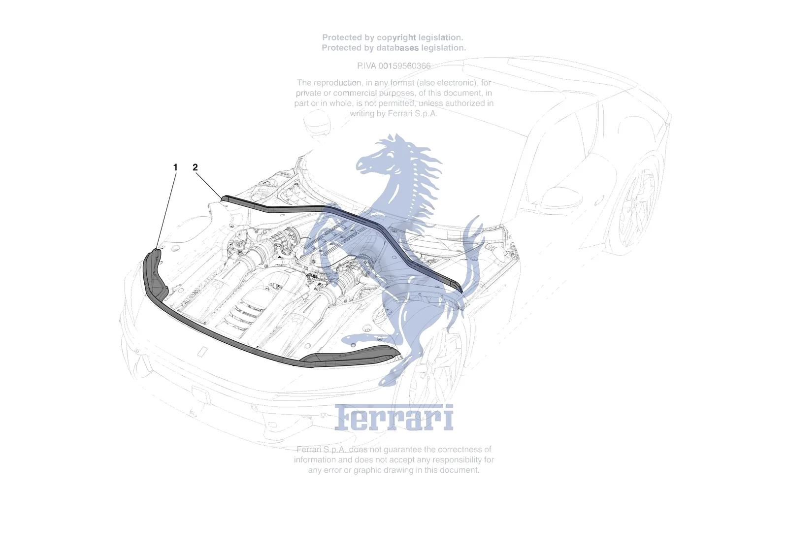 Ferrari 12 Cilindri [VEHICLE TRIM] - E.35 - FRONT LID SEALS exploded diagram
