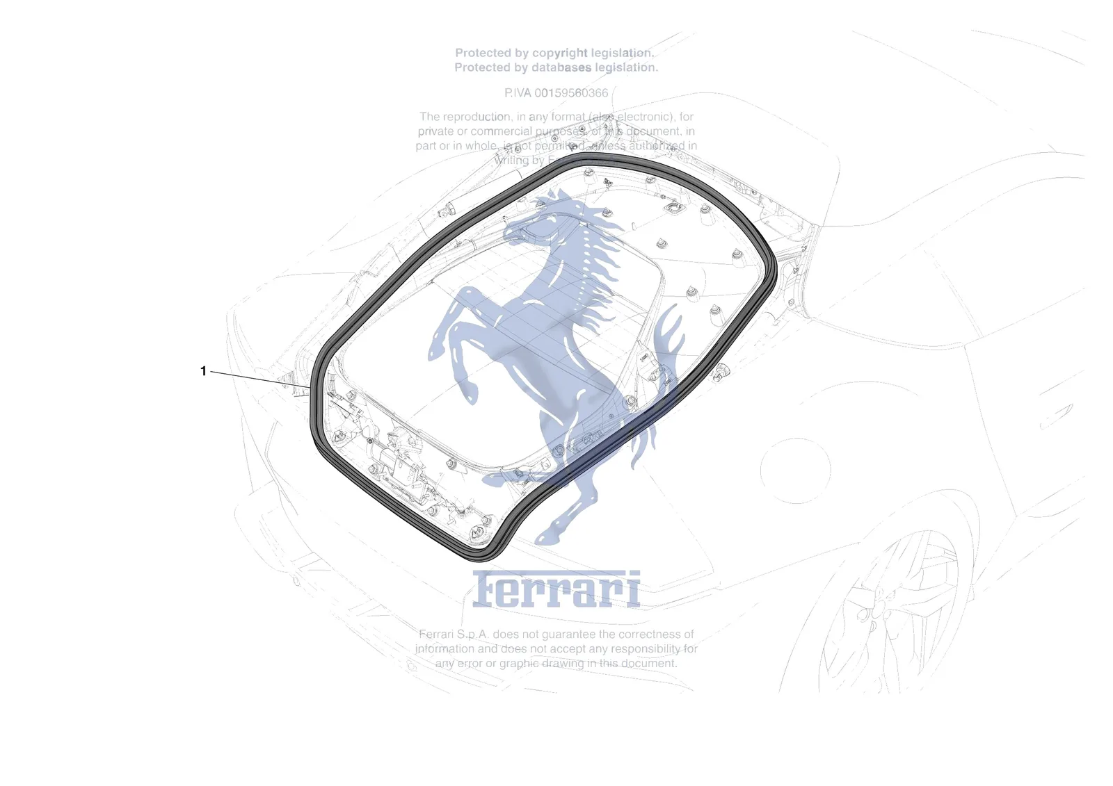 Ferrari 12 Cilindri [VEHICLE TRIM] - E.38 - REAR LID SEALS exploded diagram