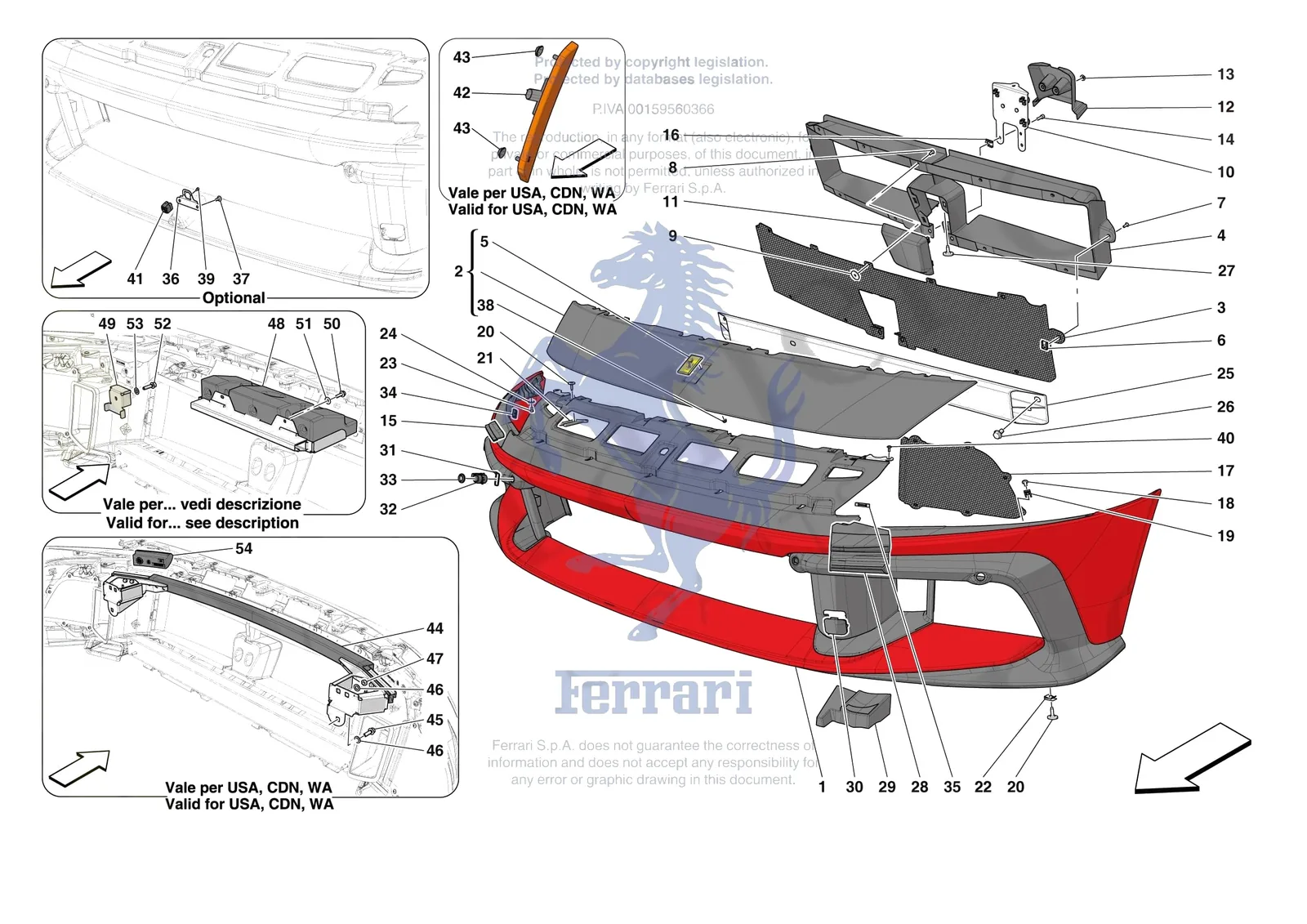 Ferrari 12 Cilindri [VEHICLE TRIM] - E.40 - FRONT BUMPER exploded diagram