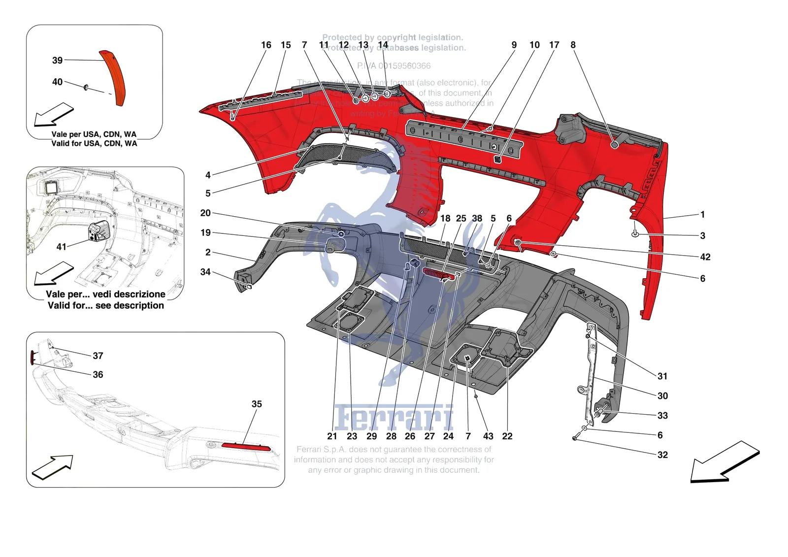 Ferrari 12 Cilindri [VEHICLE TRIM] - E.42 - REAR BUMPER exploded diagram
