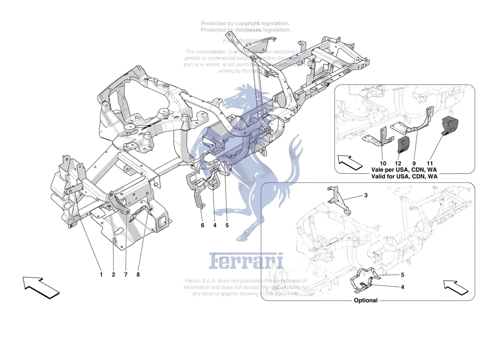 Ferrari 12 Cilindri [VEHICLE TRIM] - E.47.01 - DASHBOARD - SUBSTRUCTURE -Not for RHD- exploded diagram