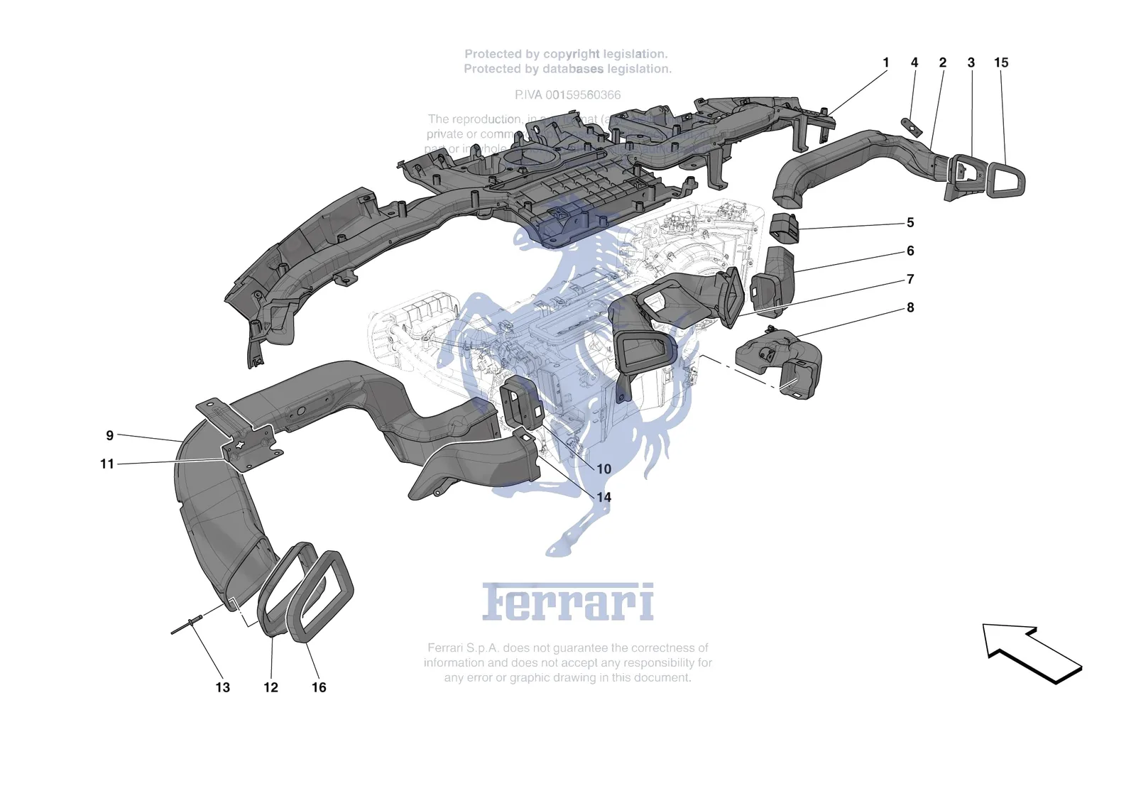 Ferrari 12 Cilindri [VEHICLE TRIM] - E.47.06 - DASHBOARD - DUCTS -Applicable for RHD- exploded diagram
