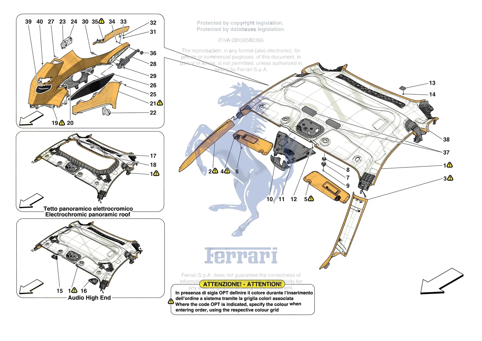 Ferrari 12 Cilindri [VEHICLE TRIM] - E.49 - INNER TRIM (ABOVE BELTLINE) exploded diagram