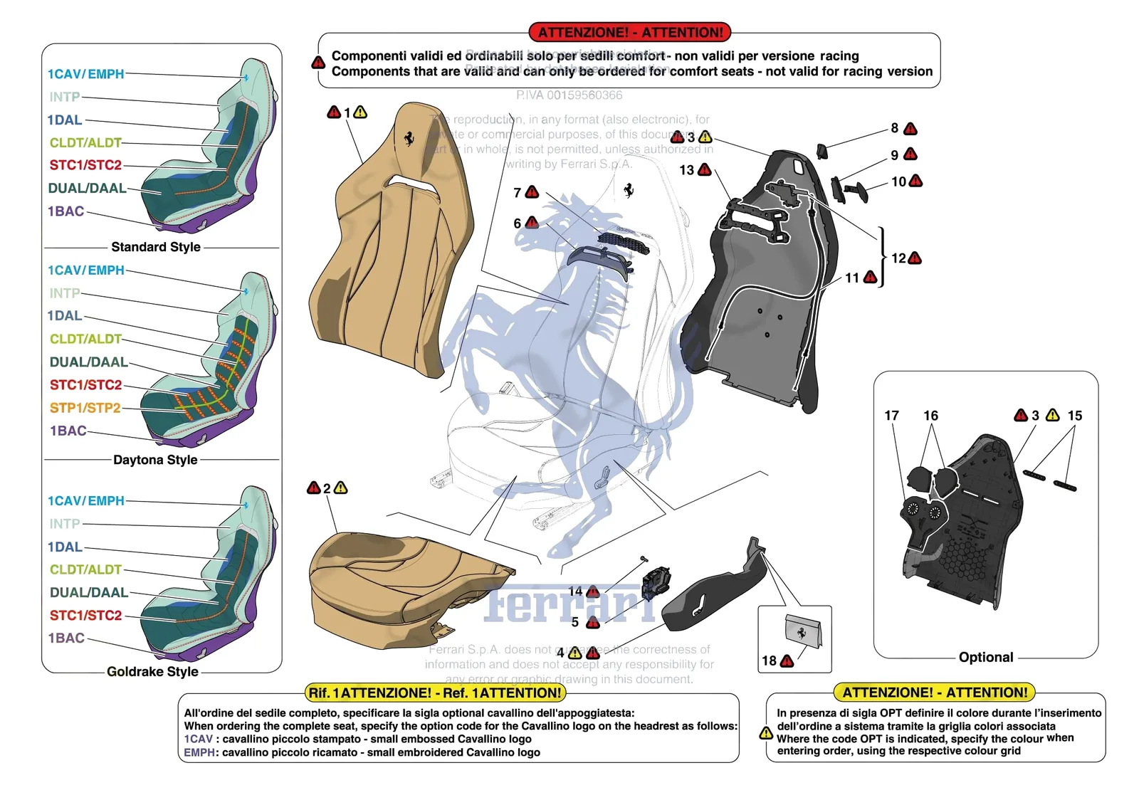 Ferrari 12 Cilindri [VEHICLE TRIM] - E.51.02 - FRONT SEATS - SEAT TRIMS exploded diagram